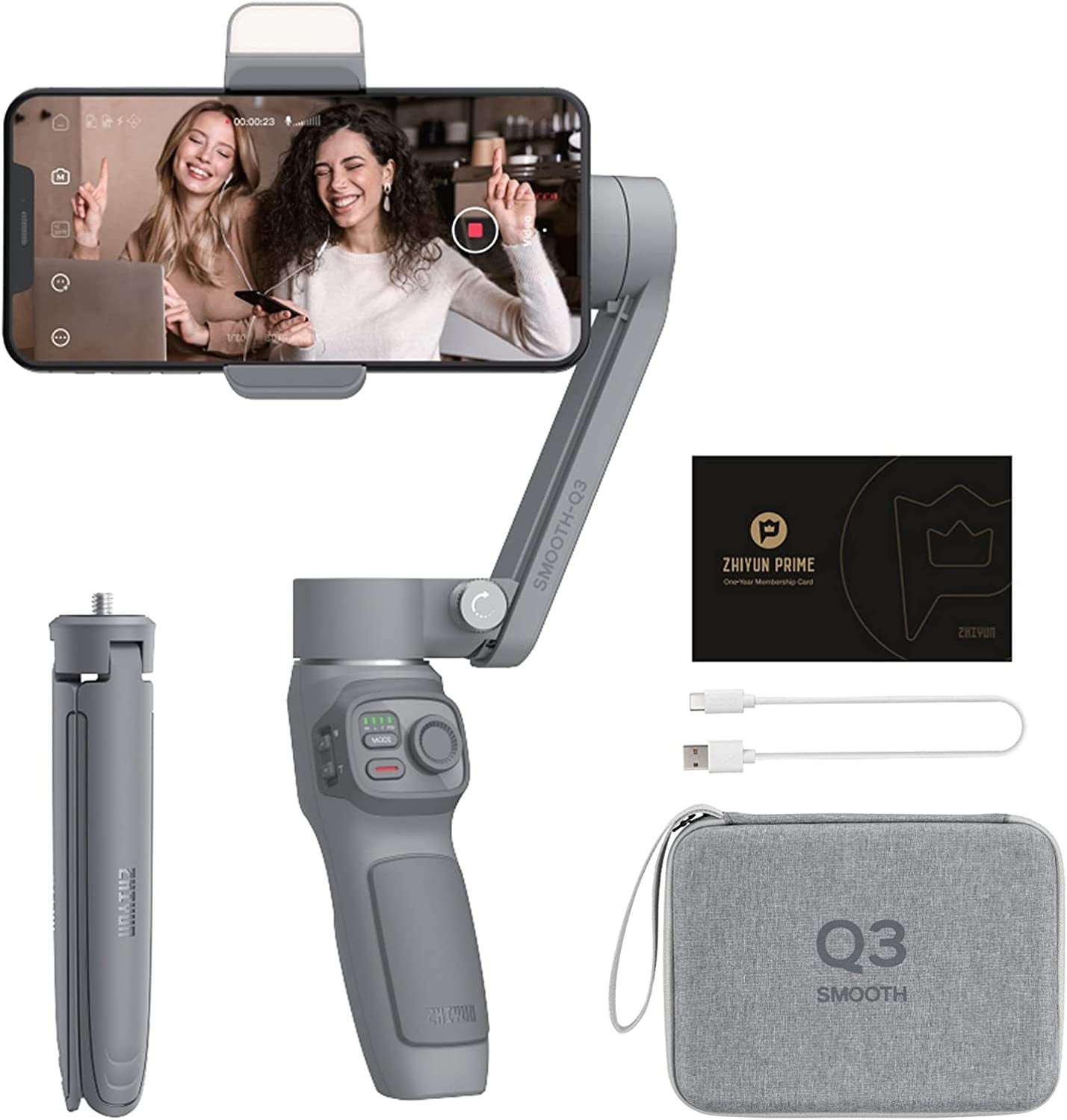 Zhiyun Smooth Q3 Combo, 3 Axis Handheld Smartphone Gimbal Iphone Stabilizer for Iphone 12 11 Pro Xs Max Xr X 8 plus 7 6 SE Android Cell Phone Smartphone Youtube Vlog Live Video Kit  Zhiyun   
