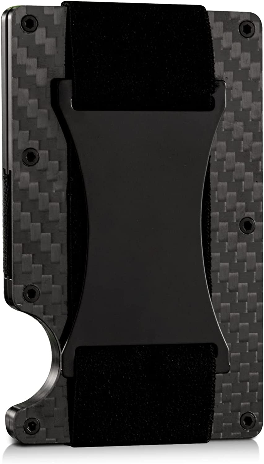 Ahtai Carbon Fiber Wallet for Men - Minimalist Wallet with Cash Strap - Slim Money Clip Metal Wallet - RFID Blocking Mens Wallet with Gift Box - Cash Credit Card Holder  AhTai   