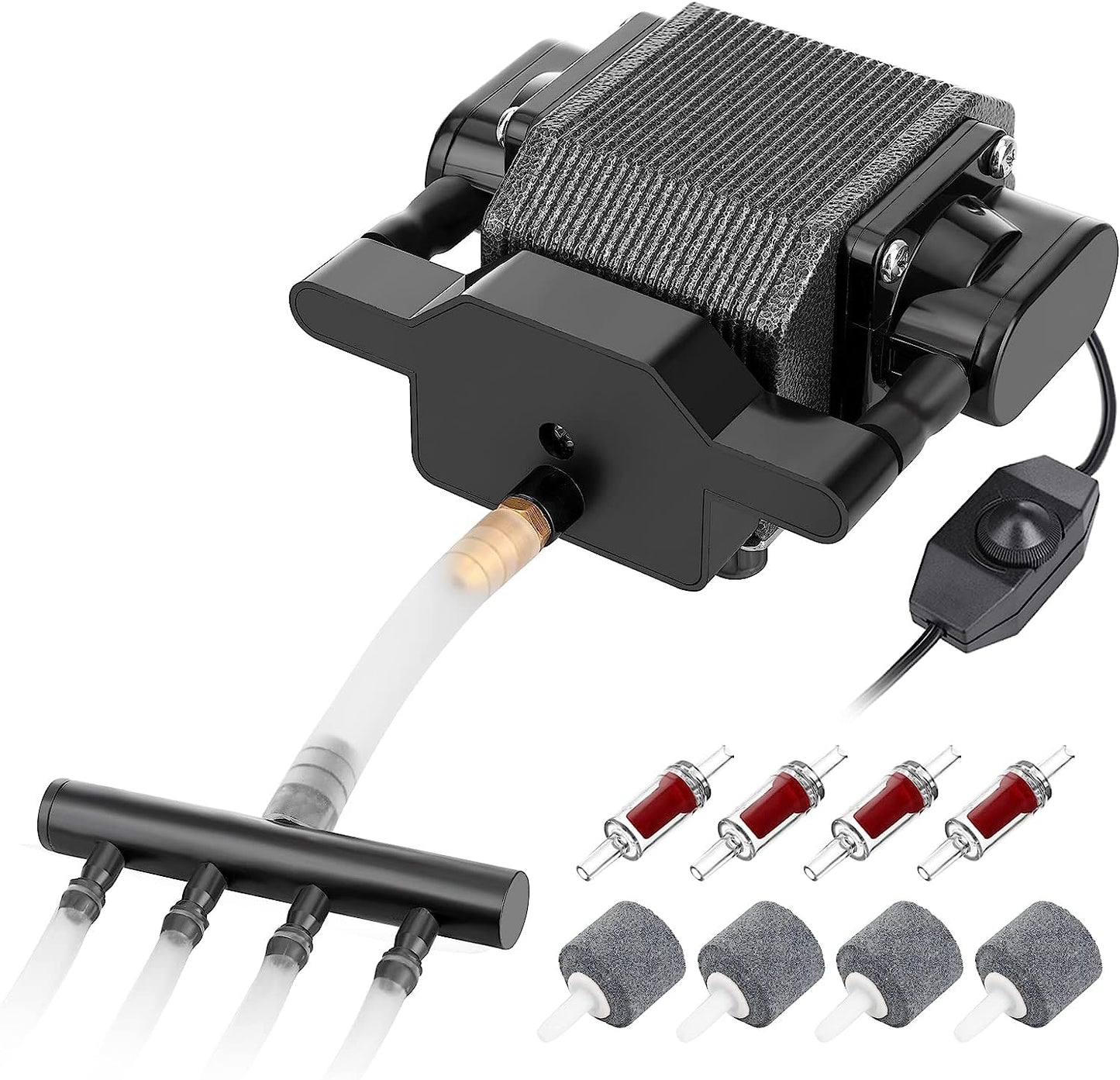 Aquamiracle Quiet Aquarium Air Pump 317/475GPH 0.025/0.03Mpa 8/16W High Pressure Air Pump Commercial Air Pump Pond Aerator Bubbler Hydroponics Air Pump Oxygen Pump for up to 800/1200 Gallon Water  AquaMiracle 8W, 317Gph  