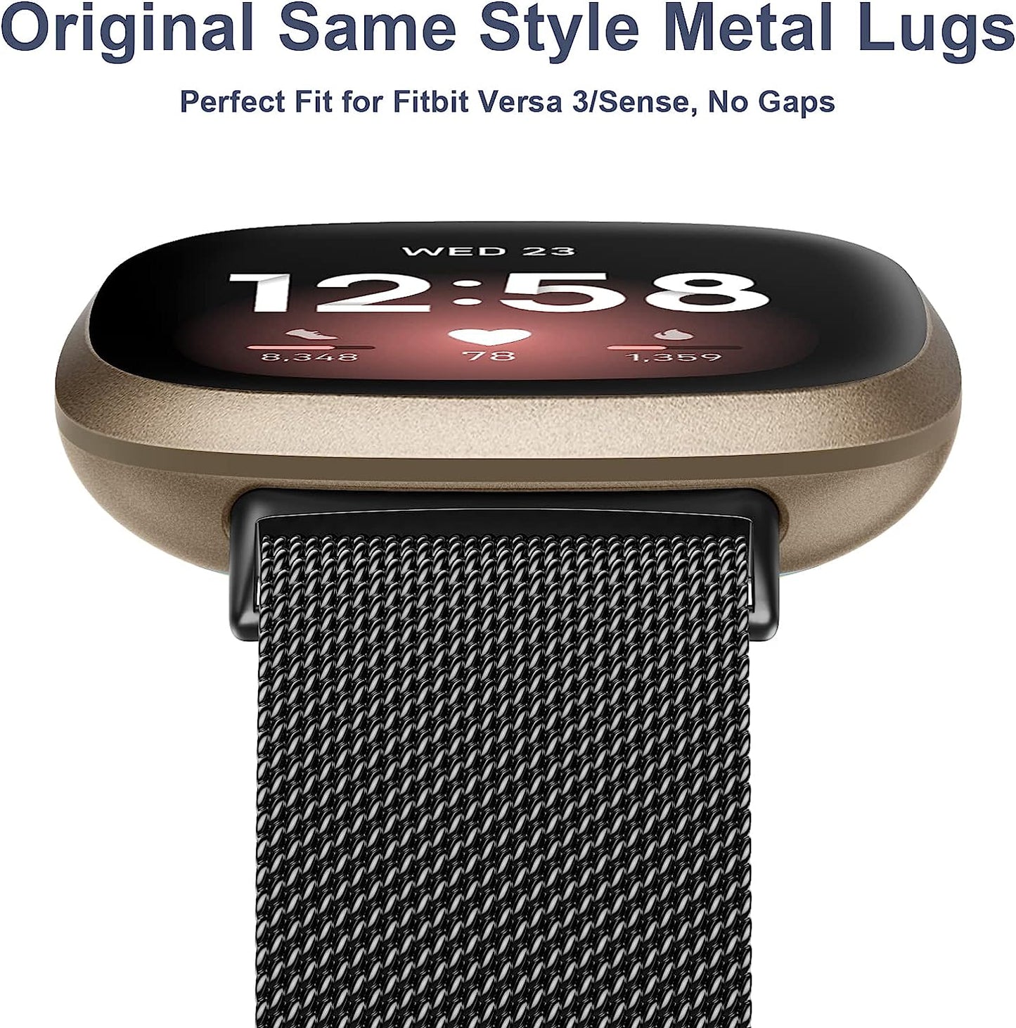 YILED Metal Bands Compatible with Fitbit Versa 3/Versa 4/Fitbit Sense/Sense 2 for Women Men, Stainless Steel Mesh Breathable Wristband Strap with Adjustable Magnet Lock  YILED   