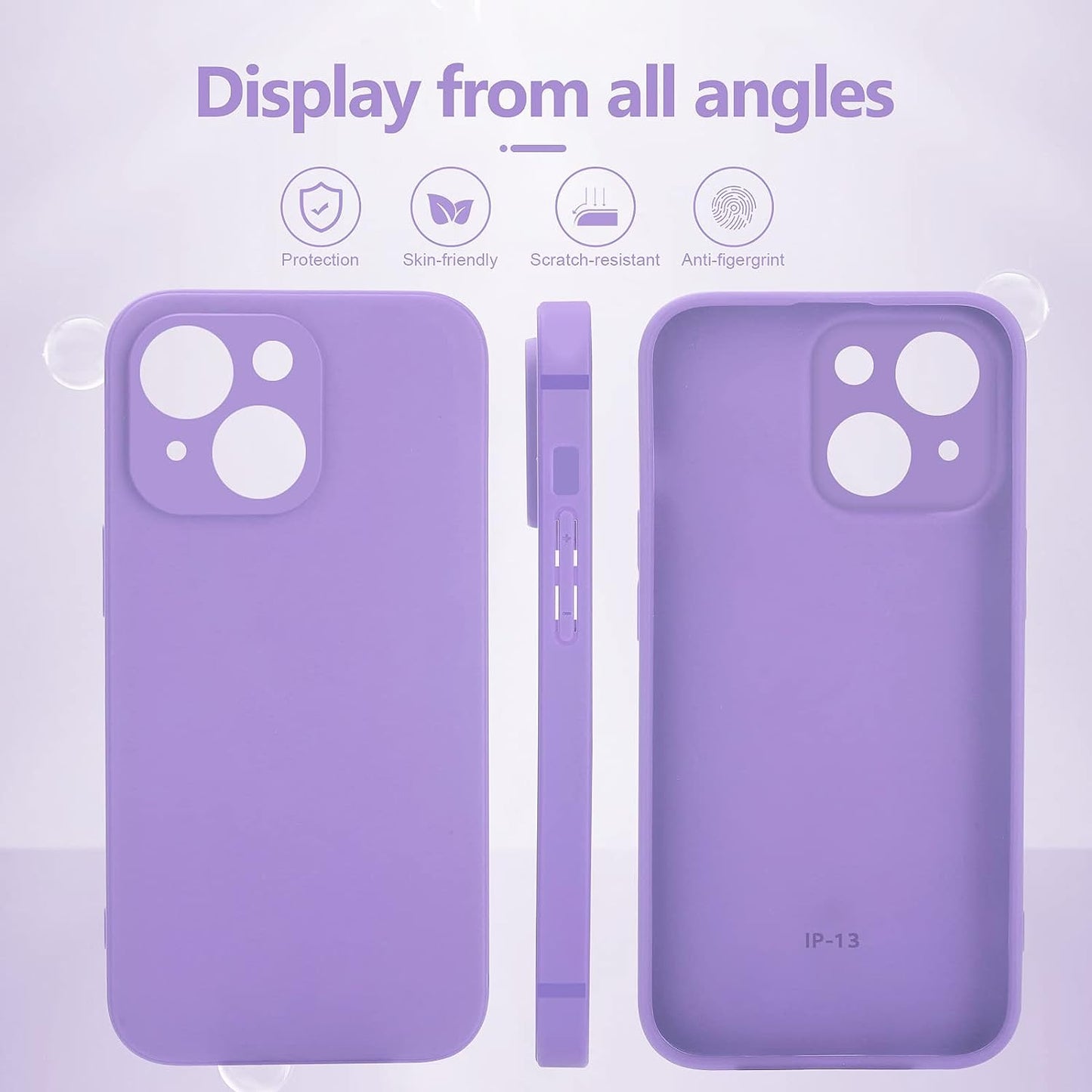 YZR Silicone Case Compatible with Iphone 13 Case (6.1 Inch 2021), with Camera Protection, Liquid Silicone Phone Case (Purple)  YZR   