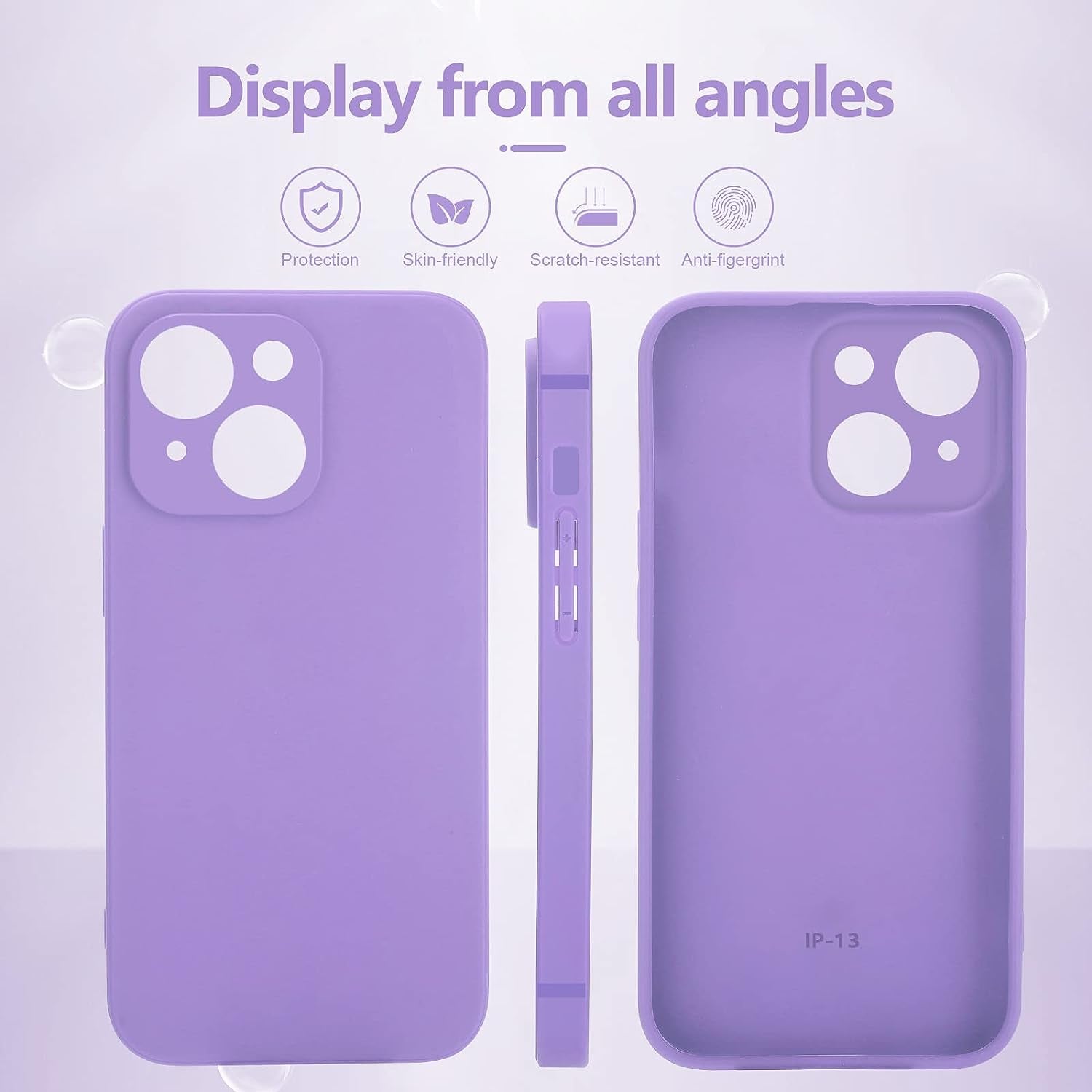 YZR Silicone Case Compatible with Iphone 13 Case (6.1 Inch 2021), with Camera Protection, Liquid Silicone Phone Case (Purple)  YZR   