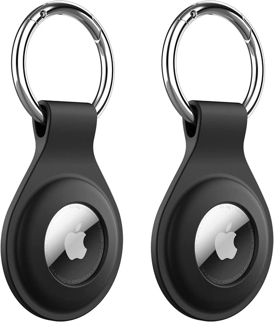 Jetech Silicone Case for Airtag 2021 with Keychain, Protective Air Tag Holder, Portable Keyring Cover, Easy Installation, 2-Pack (Black)  JETech   