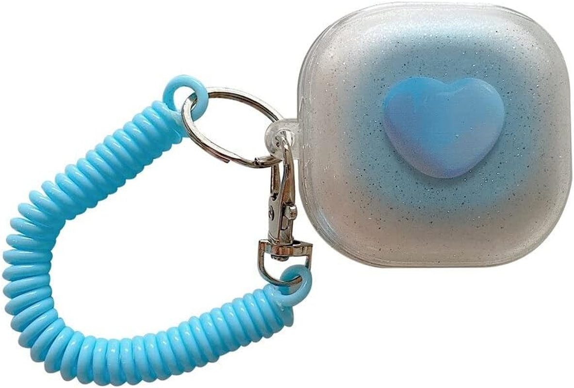 CASEVERSE Case for Samsung Galaxy Buds2 Pro/Galaxy Buds 2/Galaxy Buds Pro/Galaxy Buds Live, Cute Transparent Soft TPU Cover with Keychain for Girls Women  CASEVERSE Blue  