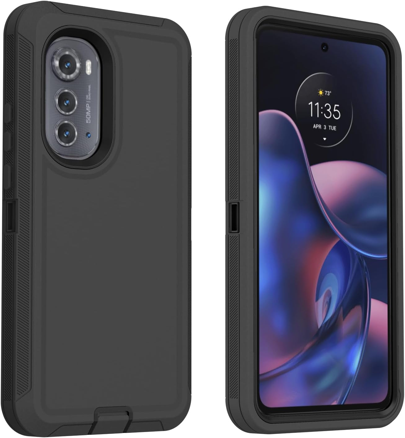 For Motorola Edge 2022 Case, Defender Case Heavy Duty Shockproof Dustproof 3 in 1 Rugged Protective Phone Cover for Motorola Moto Edge 2022 (Black)  AZSXLG   