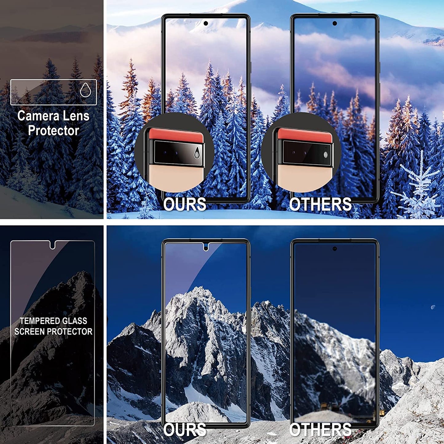 Pixel 6 Screen Protector Tempered Glass with Camera Lens Protector for Google Pixel 6 [Fingerprint Unlock][Anti-Scratch][6.4 Inch][2+ 2 Pack ]  AACL   