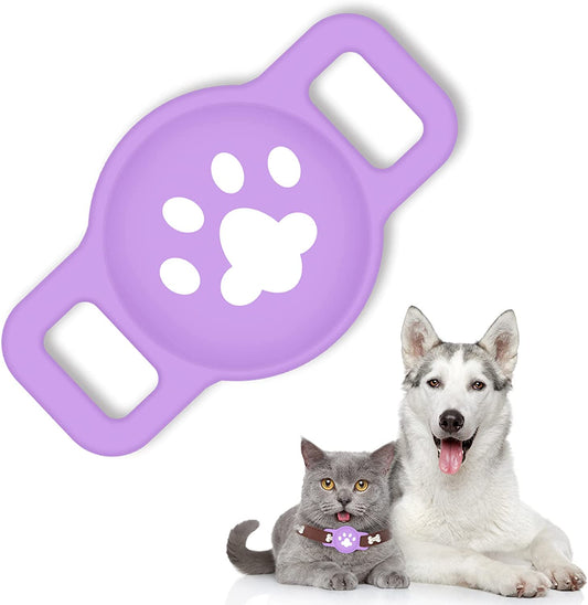 Air Tag Dog Collar Holder for Apple Airtag Silicone Case Cover Accessory for Pets Dogs Cats Small Pet Animals Safety Apple Airtag Tracking Locator Anti-Lost Tracker Finder(Purple)  Jiatailong   