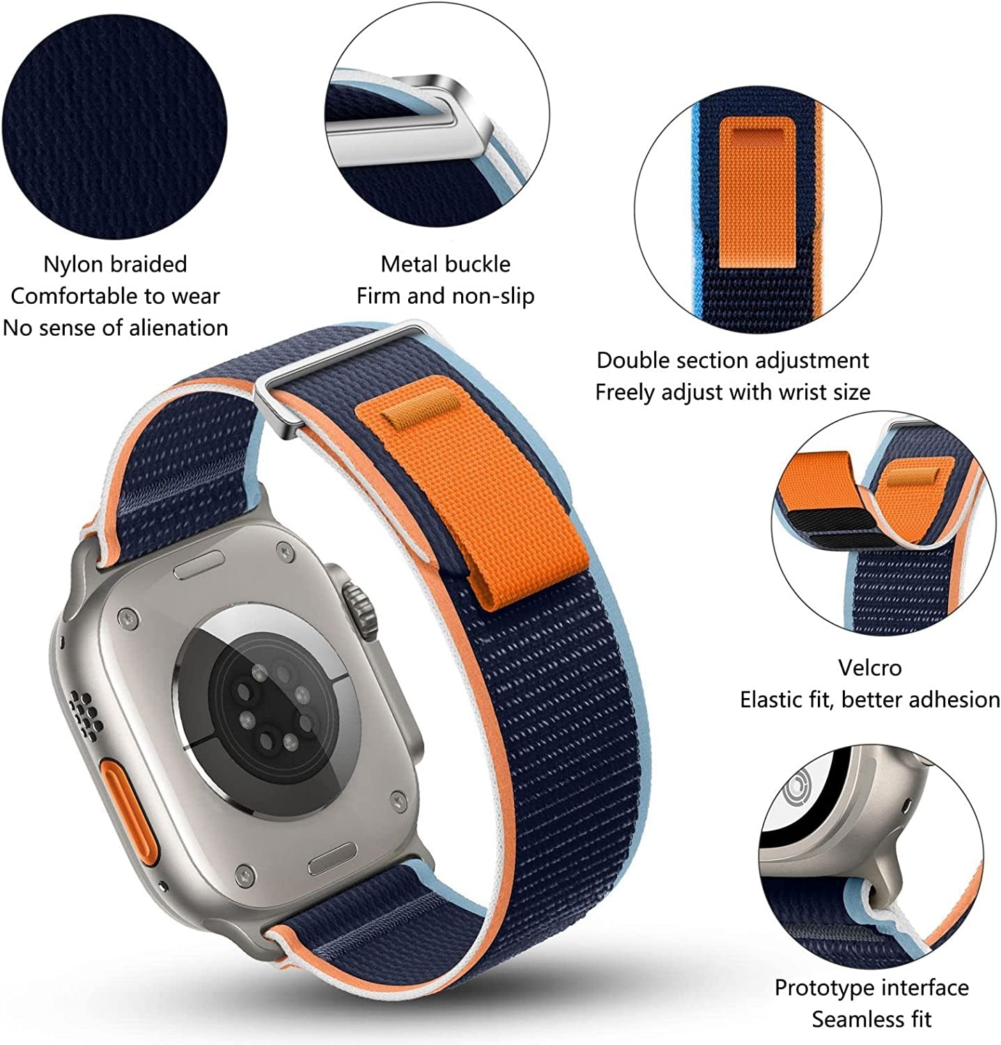 DXJKDZA Compatible with Apple Watch Ultra Band 49Mm 45Mm 44Mm 42Mm 41Mm 40Mm 38Mm for Women Men, Trail Loop Band Soft Nylon Sport Loop Strap for Iwatch Series Ultra 8 7 6 5 4 3 2 1 SE  DXJKDZA   