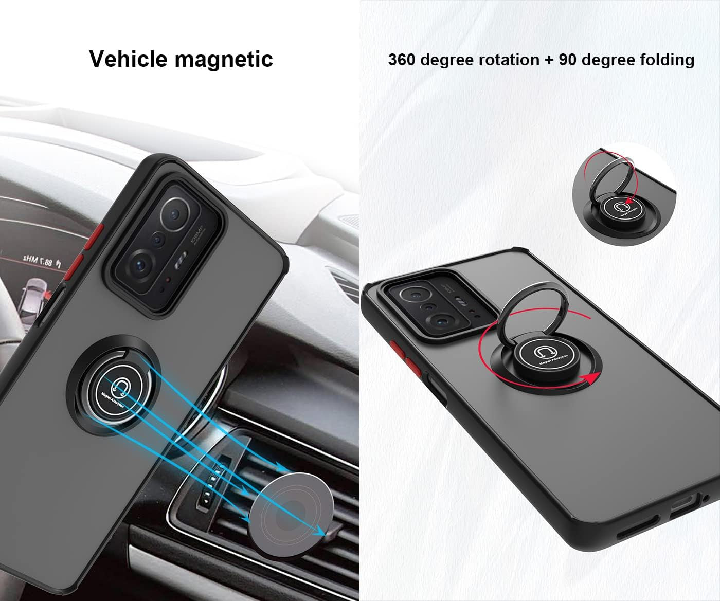 QUIETIP Case Compatible with Xiaomi Poco F5 5G with Screen Protector,Tpu + Hard PC Shockproof Magnetic Ring Car Mount Holder Bumper Cover,Blue  QUIETIP   