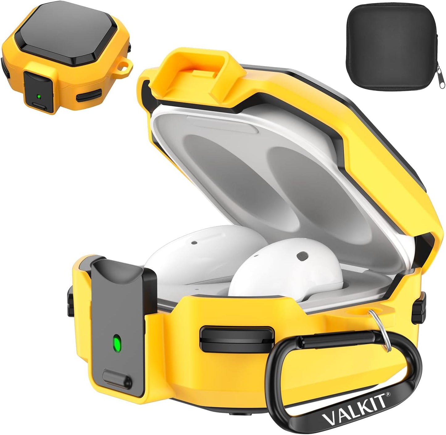 Valkit Compatible Galaxy Buds 2 Pro/Galaxy Buds 2/Galaxy Buds Pro/Buds Live Case with Lock, Full Body Protective Case for Men Women Shockproof Skin Cover for Samsung Earbuds with Keychain,Blue  VKT Black/Yellow  