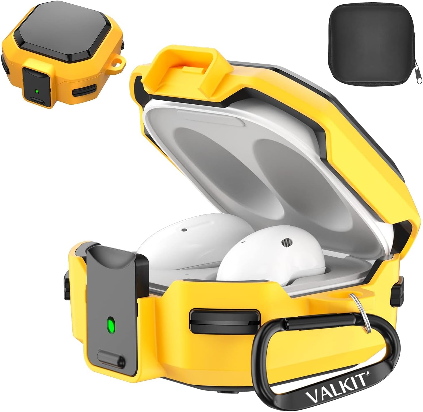 Valkit Compatible Galaxy Buds 2 Pro/Galaxy Buds 2/Galaxy Buds Pro/Buds Live Case with Lock, Full Body Protective Case for Men Women Shockproof Skin Cover for Samsung Earbuds with Keychain,Blue  VKT Black/Yellow  