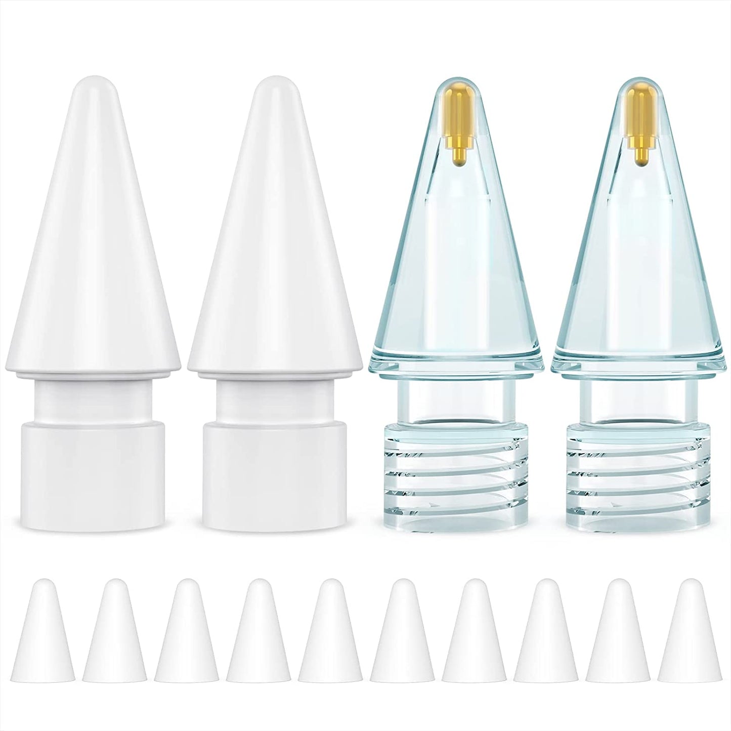 NIUTRENDZ 4 Pack Replacement Tips for Apple Pencil 2Nd Generation and 1St Generation Fine Point Metal Tip, Wear-Resistant & Precise Control (1.95Mm, Clear + Pink + Blue + Grey)  NIUTRENDZ Original - White and Blue Original 