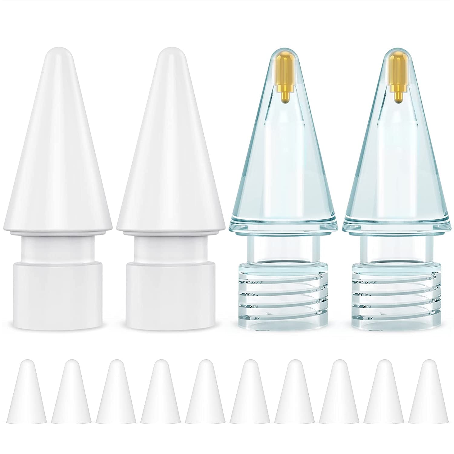 NIUTRENDZ 4 Pack Replacement Tips for Apple Pencil 2Nd Generation and 1St Generation Fine Point Metal Tip, Wear-Resistant & Precise Control (1.95Mm, Clear + Pink + Blue + Grey)  NIUTRENDZ Original - White and Blue Original 