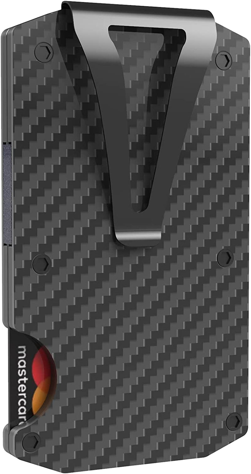 Mvgges Slim Minimalist Wallet for Men, RFID Blocking Aluminum Credit Card Holder, Carbon Fiber Men'S Wallet with Money Clip (Black)  mvgges   