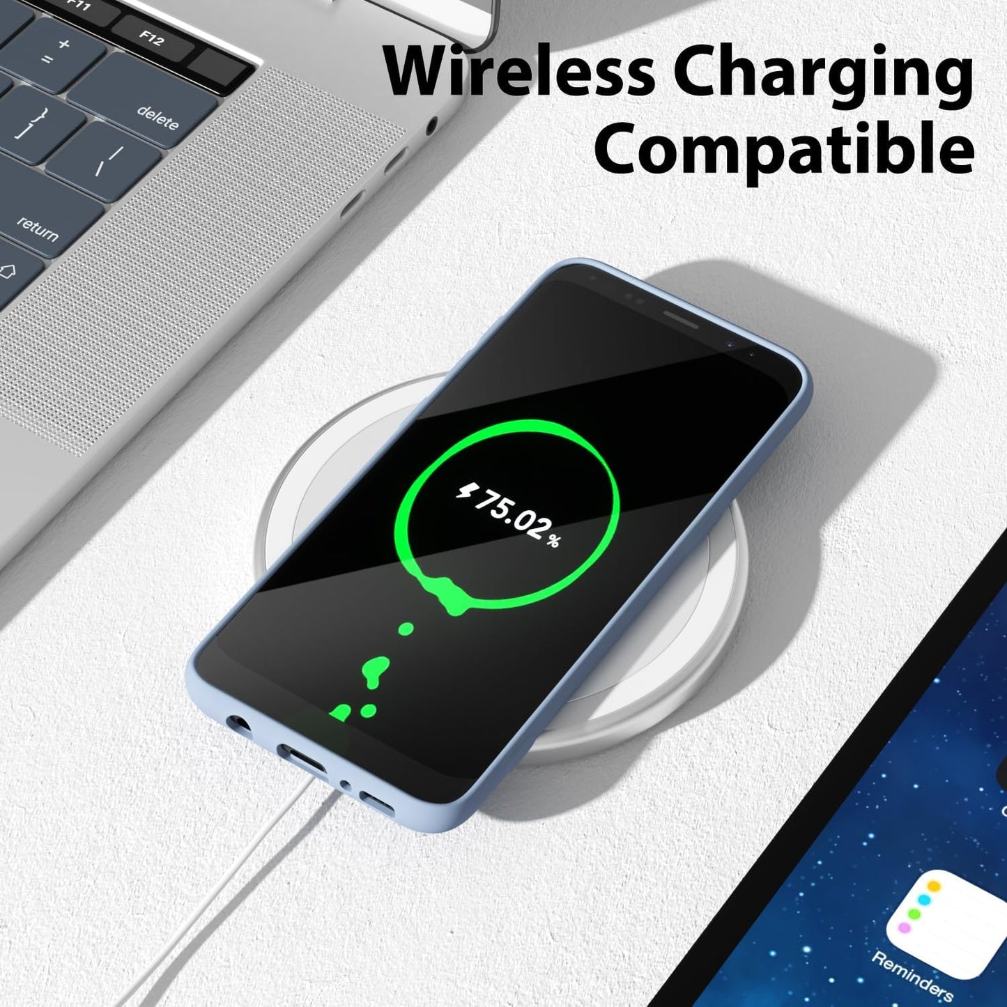 Oakxco for Samsung Galaxy S9 plus Phone Case Liquid Silicone Grip, Cute Thin Slim Soft Rubber TPU Plain Smooth Gel Cover for Women Girl, Matte Solid Protective & Shockproof, Aqua Sky Baby Light Blue  Oakxco   