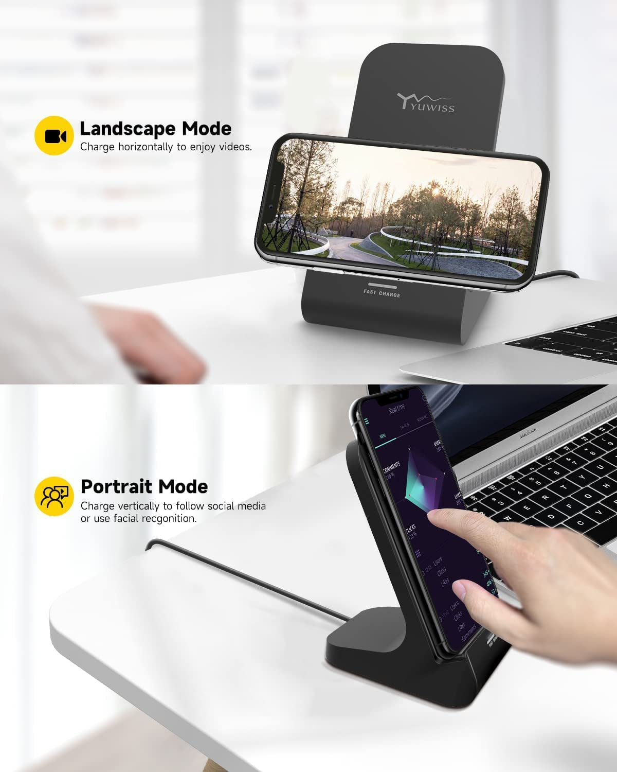 Oinmely Z1 Wireless Charger Wireless Phone Charger Stand 10W Max Compatible with Apple Iphone 14 13 12/12 Pro Max/ 11Pro/11Pro Max/Xr/Xs Max/Xs/X/8/8Plus, Samsung Galaxy  OINMELY   
