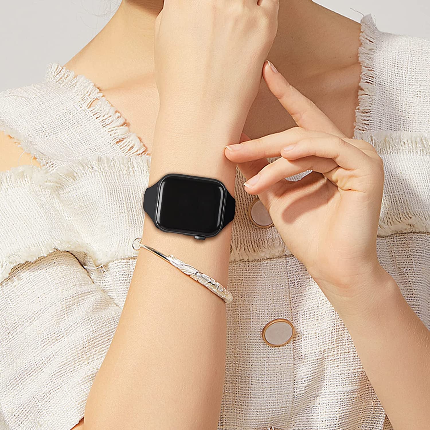 Distore 6 Pack Bands Compatible with Apple Watch 38Mm 40Mm 41Mm 42Mm 44Mm 45Mm 49Mm, Slim Thin Narrow Replacement Soft Silicone Sport Strap for Iwatch Series Ultra 8/7/6/5/4/3/2/1 SE Women Men  Distore   