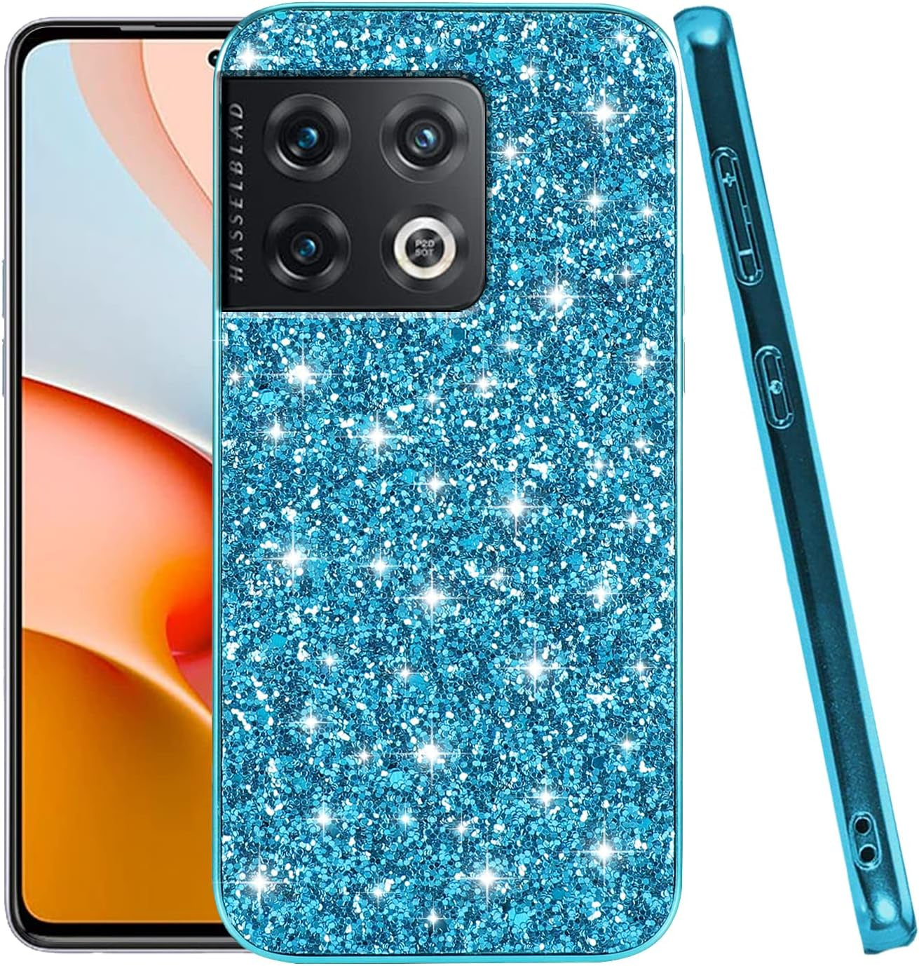 Jancyu Compatible with Oneplus 10 Pro Case, Shockproof Phone Cases for Oneplus 10 Pro Glitter Protective Cover for Women Cute Accessories (Blue)  Jancyu   