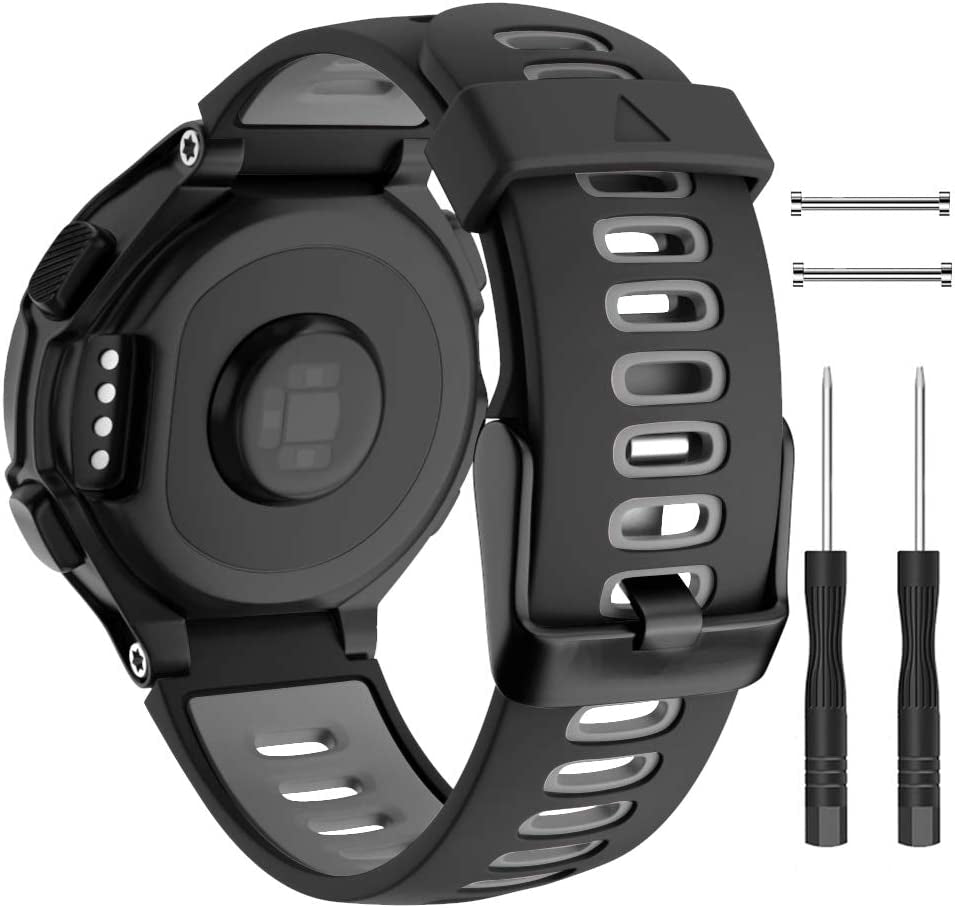 ISABAKE Watch Band for Garmin Forerunner 735Xt/230/220/235/620/630,Compatible with Garmin Approach S20/S5/S6,Soft Silicone Replacement Wristbands with Metal Buckle,One Size (Army Green)  Isabake Black Buckle  