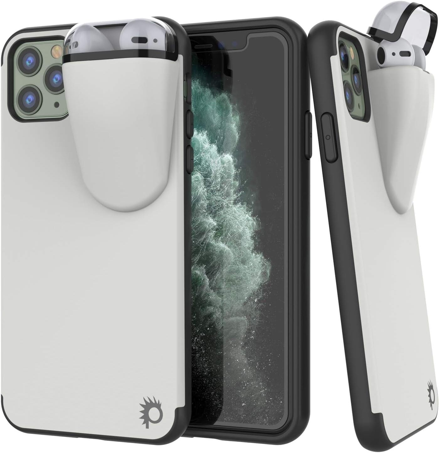Punkcase Iphone 11 Pro Max Airpods Case Holder (Toppods Series) | Slim & Durable 2 in 1 Cover Designed for Iphone 11 Pro Max (6.5") | Protects Your Phone & Stores Your Airpods Gen. 1 & 2 [Purple]  punkcase White  