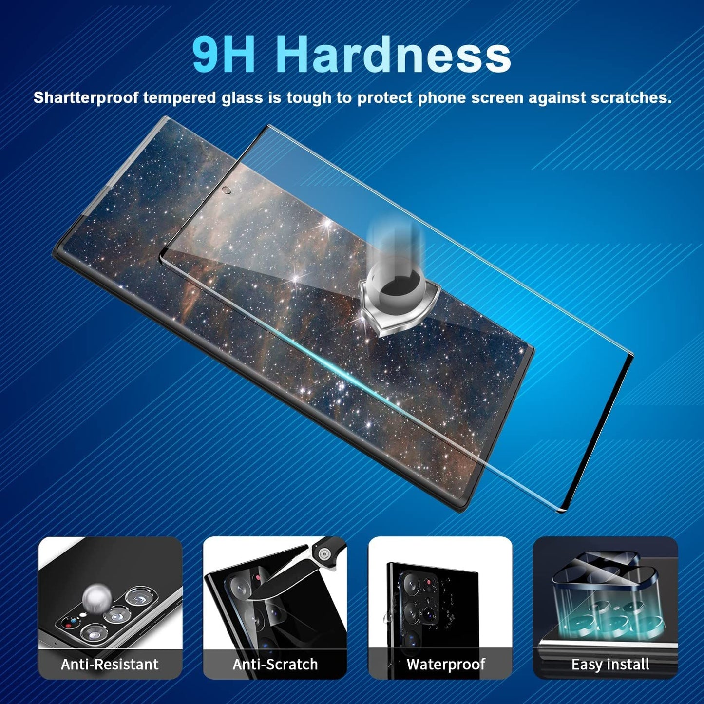 CWQZGUF Galaxy S22 Ultra Screen Protector [2+2 Pack] Camera Lens Protector, Fingerprint Unlock Support, HD Tempered Glass, Touch Sensitive, anti Scratch, for Samsung S22 Ultra 5G Glass Screen Protector  CWQZGUF-3df4gtt   