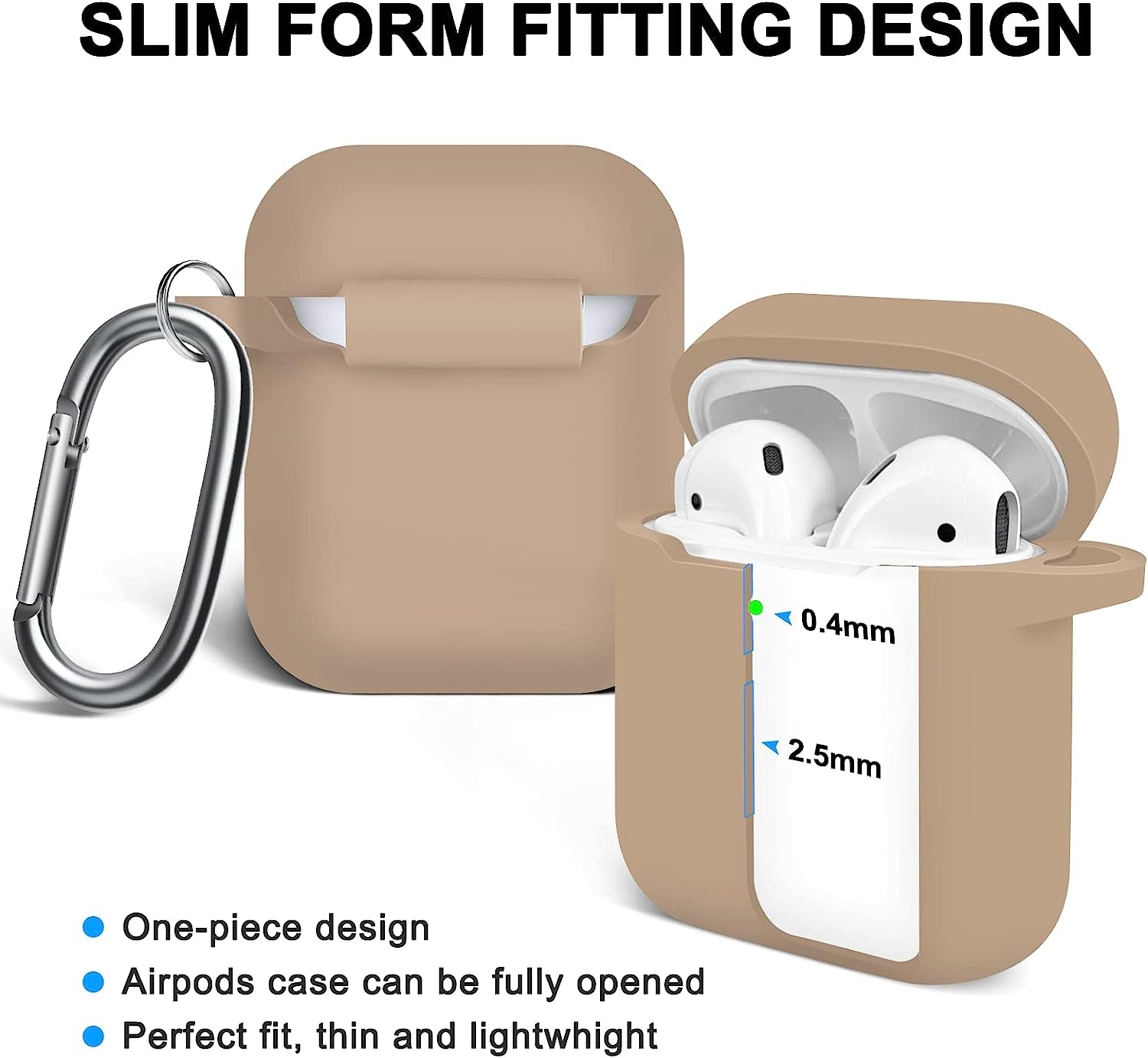 MOLOPPO Case Cover Compatible with Airpods, Soft Silicone Protective Cover with Keychain for Women Men Compatible with Apple Airpods 2Nd 1St Generation Charging Case, Front LED Visible- Milk Tea  MOLOVA   
