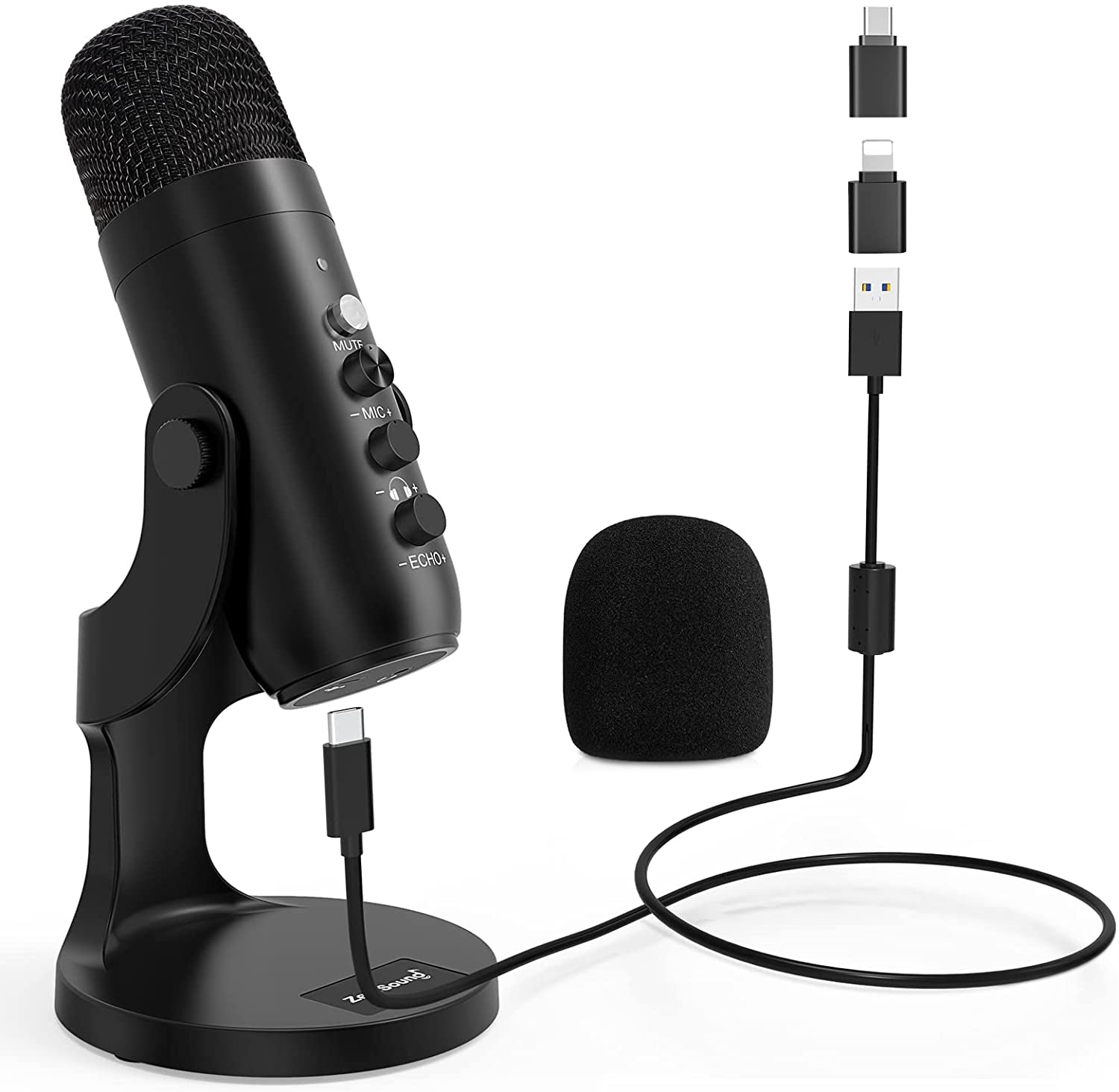 Zealsound USB Microphone,Condenser Computer PC Mic,Plug&Play Gaming Microphones for PS 4&5.Headphone Output&Volume Control,Mic Gain Control,Mute Button for Vocal,Youtube Podcast on Mac&Windows(Black)  ZealSound   