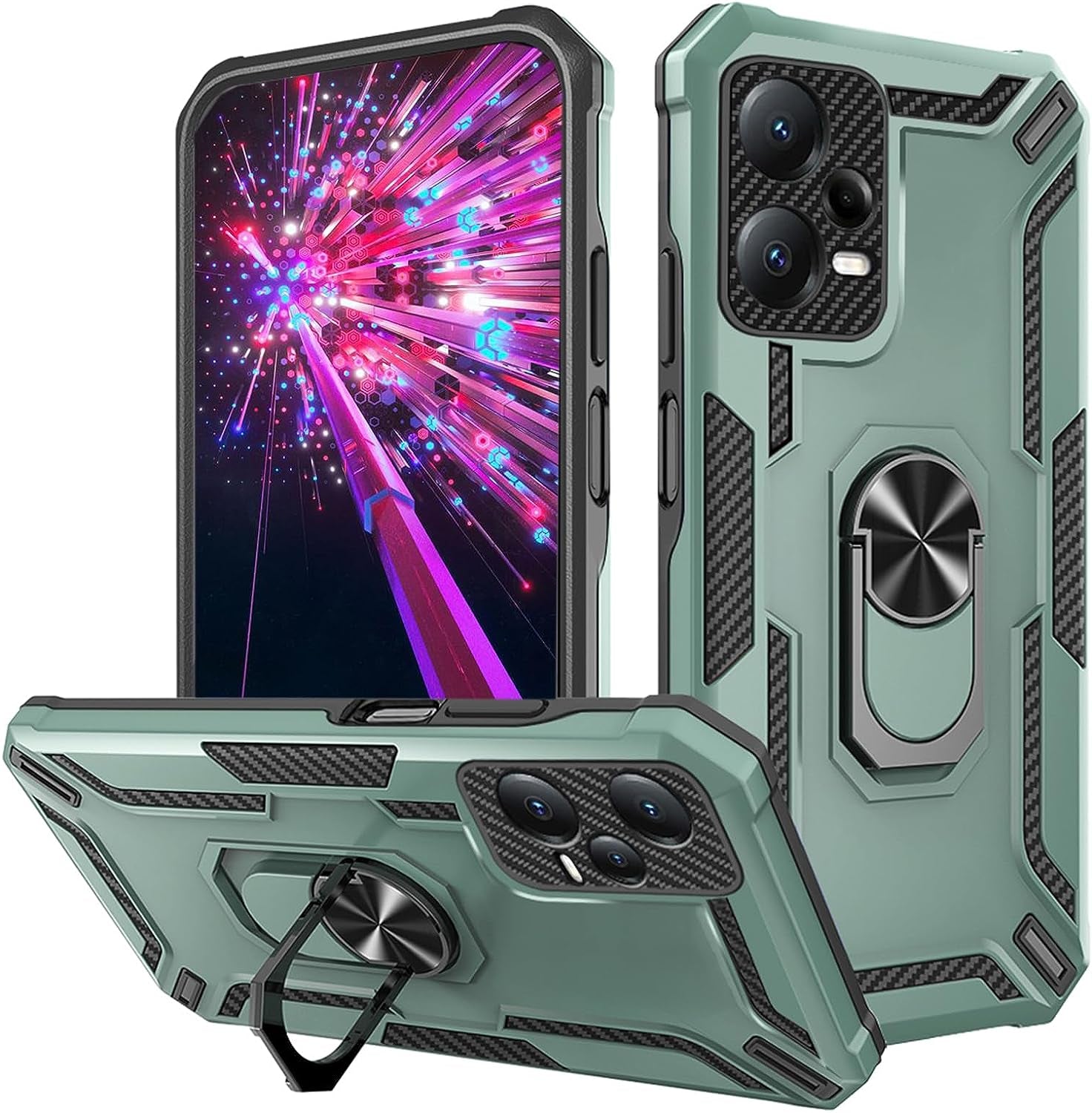 Ysnzaq Case for Xiaomi Redmi Note 12 Pro/Poco X5 Pro, Military Grade Rugged Shockproof Protective Phone Cover with Ring Magnetic Kickstand for Xiaomi Redmi Note 12 Pro/Poco X5 Pro LB Red  Ysnzaq Green  