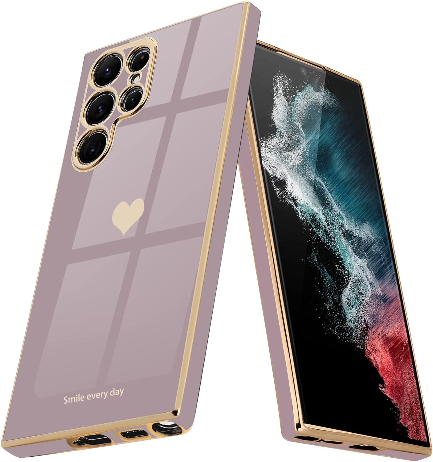 Teageo for Samsung Galaxy S22 5G Case for Women Girl Cute Love-Heart Luxury Bling Soft Back Cover Raised Full Camera Protection Bumper Silicone Shockproof Phone Case for Galaxy S22 5G, Bright Blush  janzee Lavender Samsung Galaxy S22 Ultra 5G 