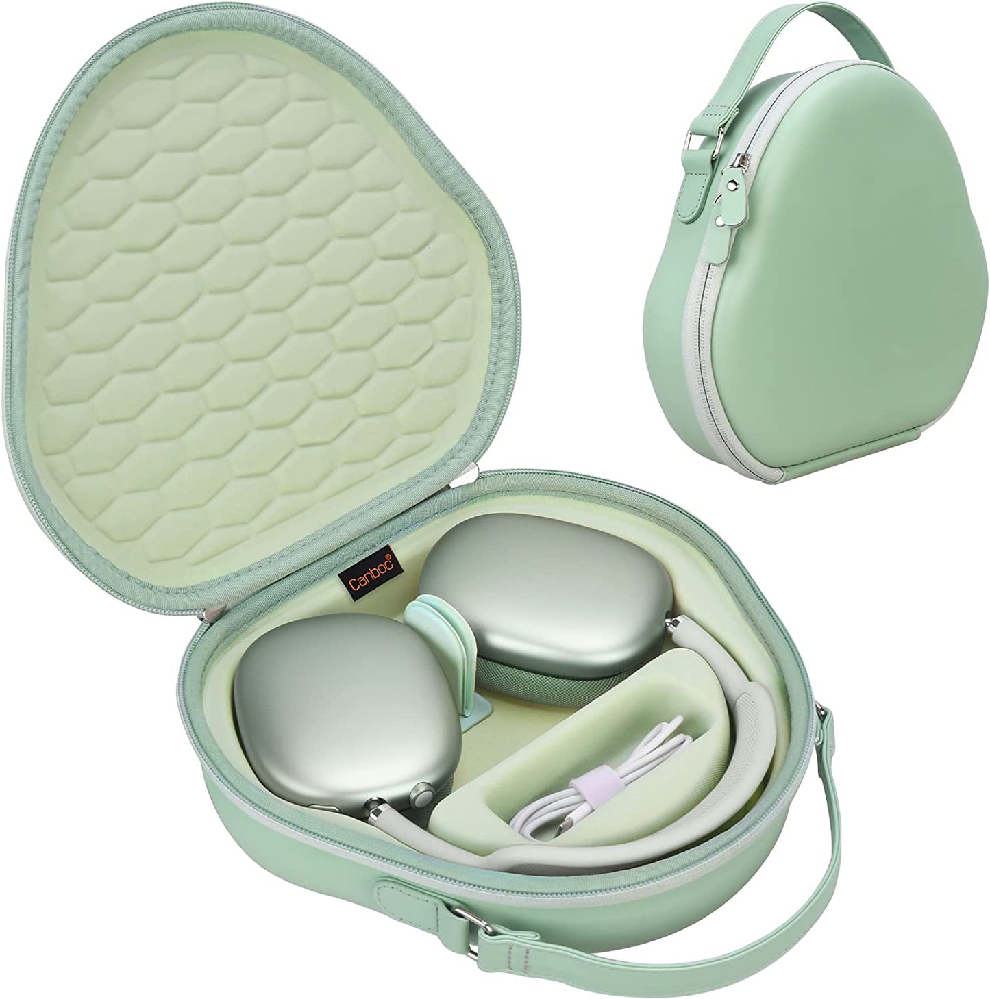 Canboc Airpods Max Case for Apple Airpods Max Headphone, Hard Carrying Smart Headphones Case, Extra Space Fits Cable, Charger, Upgrade-Green (PU)  Canboc   