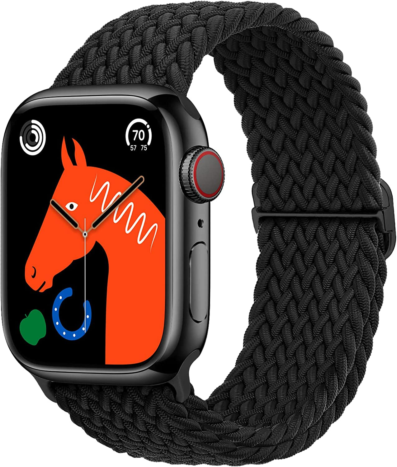 Transjoy Braided Stretchy Adjustable Watch Band for Apple Watch Band 38Mm 40Mm 41Mm 42Mm 44Mm 45Mm for Women Men, Soft Nylon Elastic Straps Solo Loop Wristbands for Iwatch Series 8 7 6 SE 5 4 Ultra  TransJoy Black 42MM/44MM/45MM/49MM 