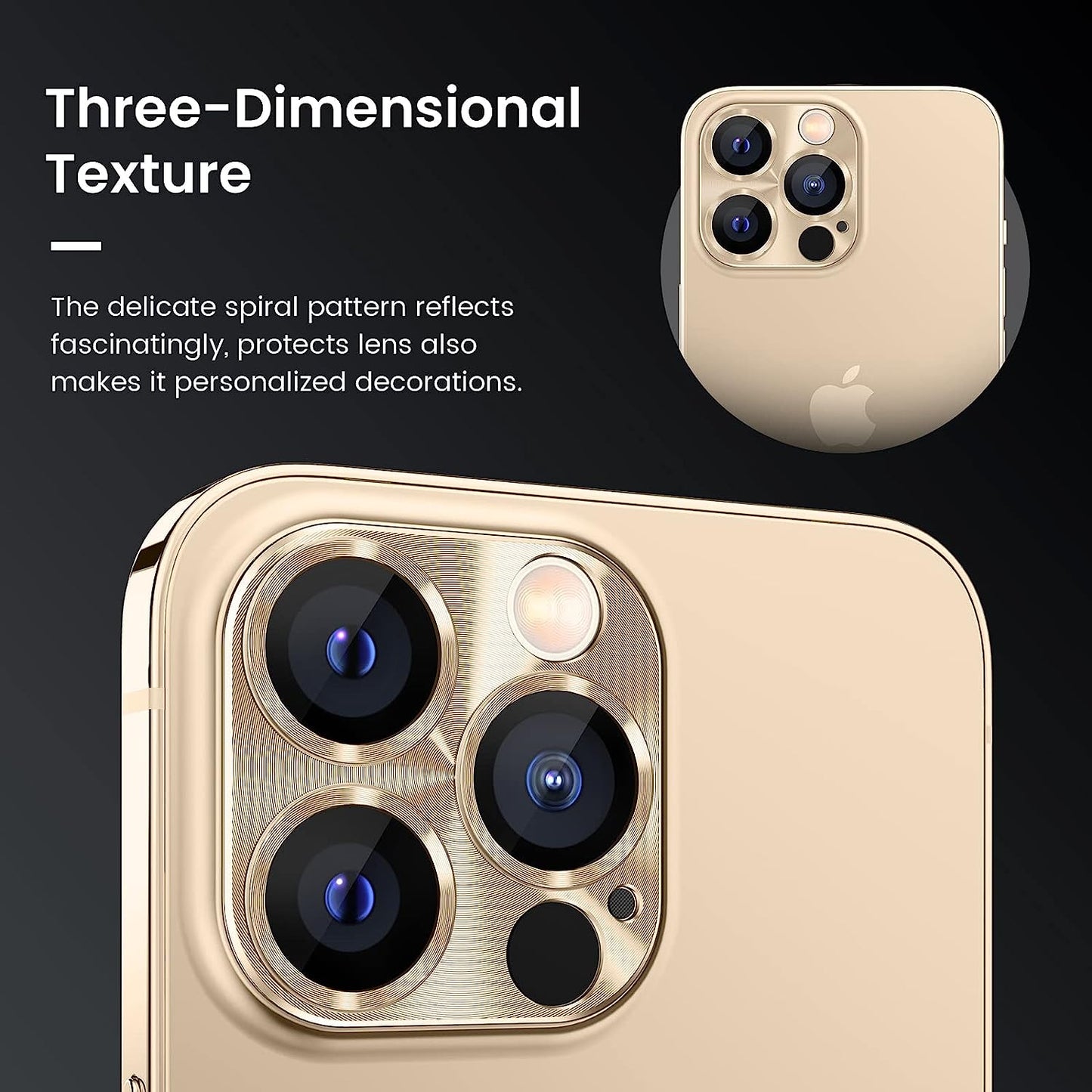 Tensea for Iphone 13 Pro / Iphone 13 Pro Max Camera Lens Protector, Tempered Glass Camera Cover Screen Protector Accessories, Aluminum Alloy Metal, Case Friendly for Iphone 13Pro / 13 Promax 2021 (Gold)  Tensea   