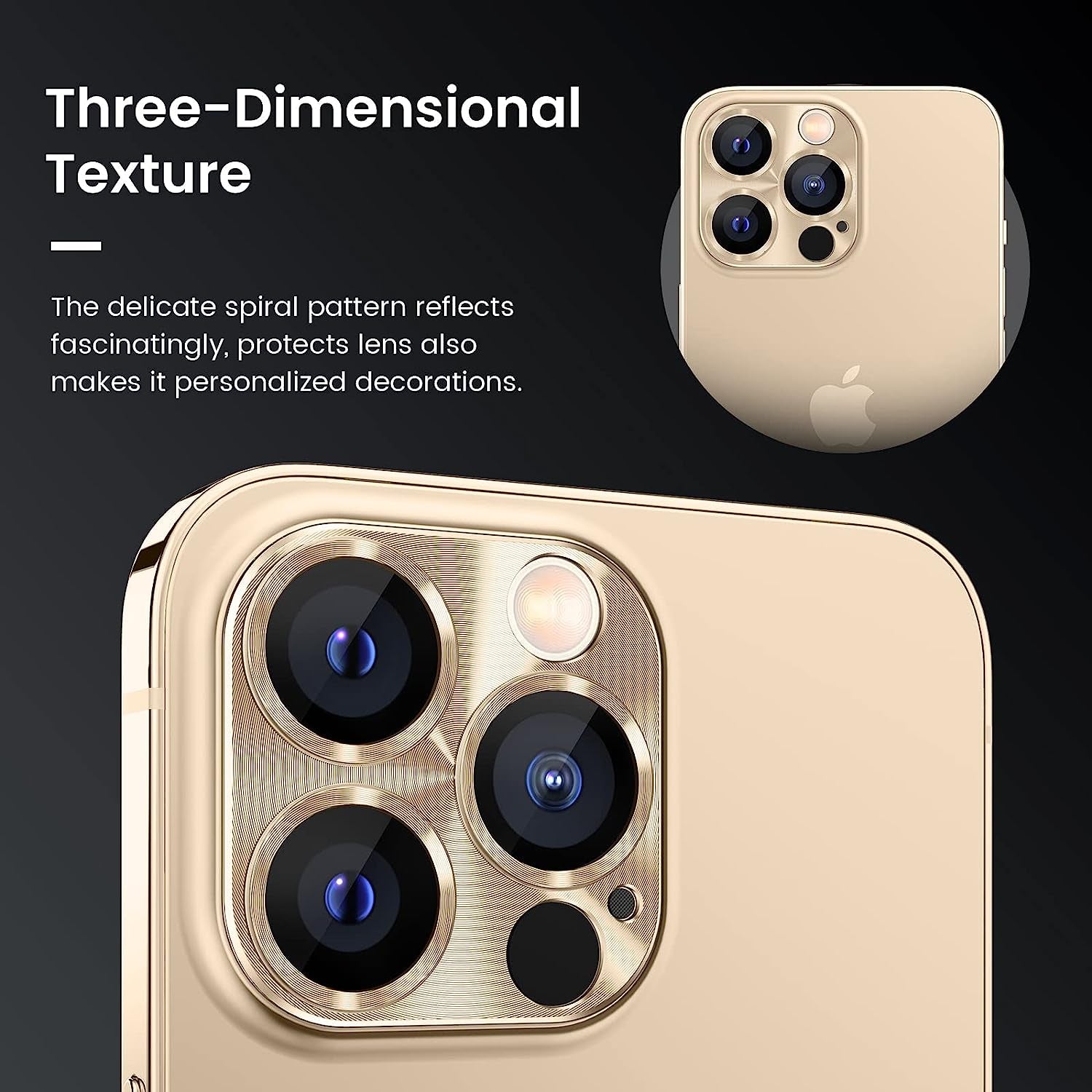 Tensea for Iphone 13 Pro / Iphone 13 Pro Max Camera Lens Protector, Tempered Glass Camera Cover Screen Protector Accessories, Aluminum Alloy Metal, Case Friendly for Iphone 13Pro / 13 Promax 2021 (Gold)  Tensea   