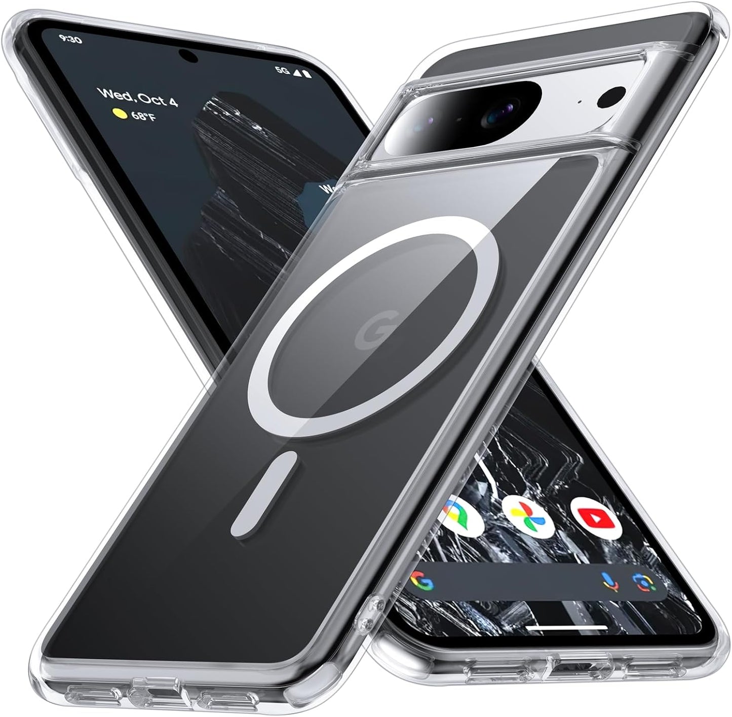 [NO.1 Magnetic] for Google Pixel 8 Case Compatible with Magsafe [Translucent Matte] [Anti-Fingerprint] [Military Shockproof] Slim Hard Case with Soft Silicone Bumper for Pixel 8 Cover 6.2”, Blue  FNDMIL Clear [Magnetic] Google Pixel 8 [6.2 Inch] 