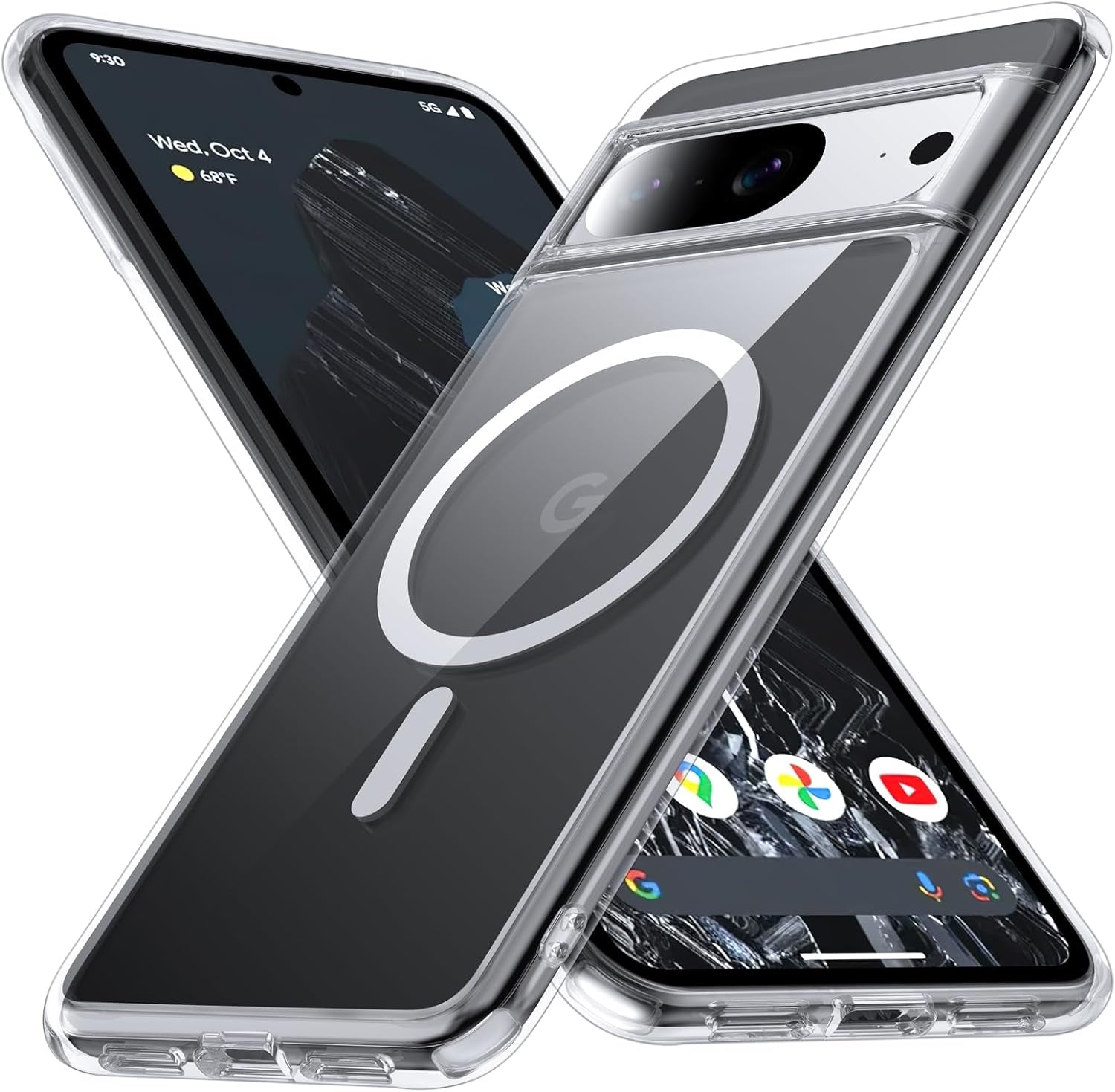 [NO.1 Magnetic] for Google Pixel 8 Case Compatible with Magsafe [Translucent Matte] [Anti-Fingerprint] [Military Shockproof] Slim Hard Case with Soft Silicone Bumper for Pixel 8 Cover 6.2”, Blue  FNDMIL Clear [Magnetic] Google Pixel 8 [6.2 Inch] 