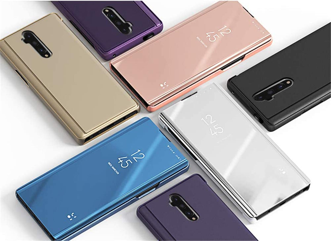 HMTECHUS Compatible with LG V40 Thinq Case Luxury Bookstyle Clear View Window Electroplate Plating Stand Scratchproof Full Body Protective Flip Folio Slim Thin Cover for LG V40 PU Mirror:Purple MX  HMTECHUS   