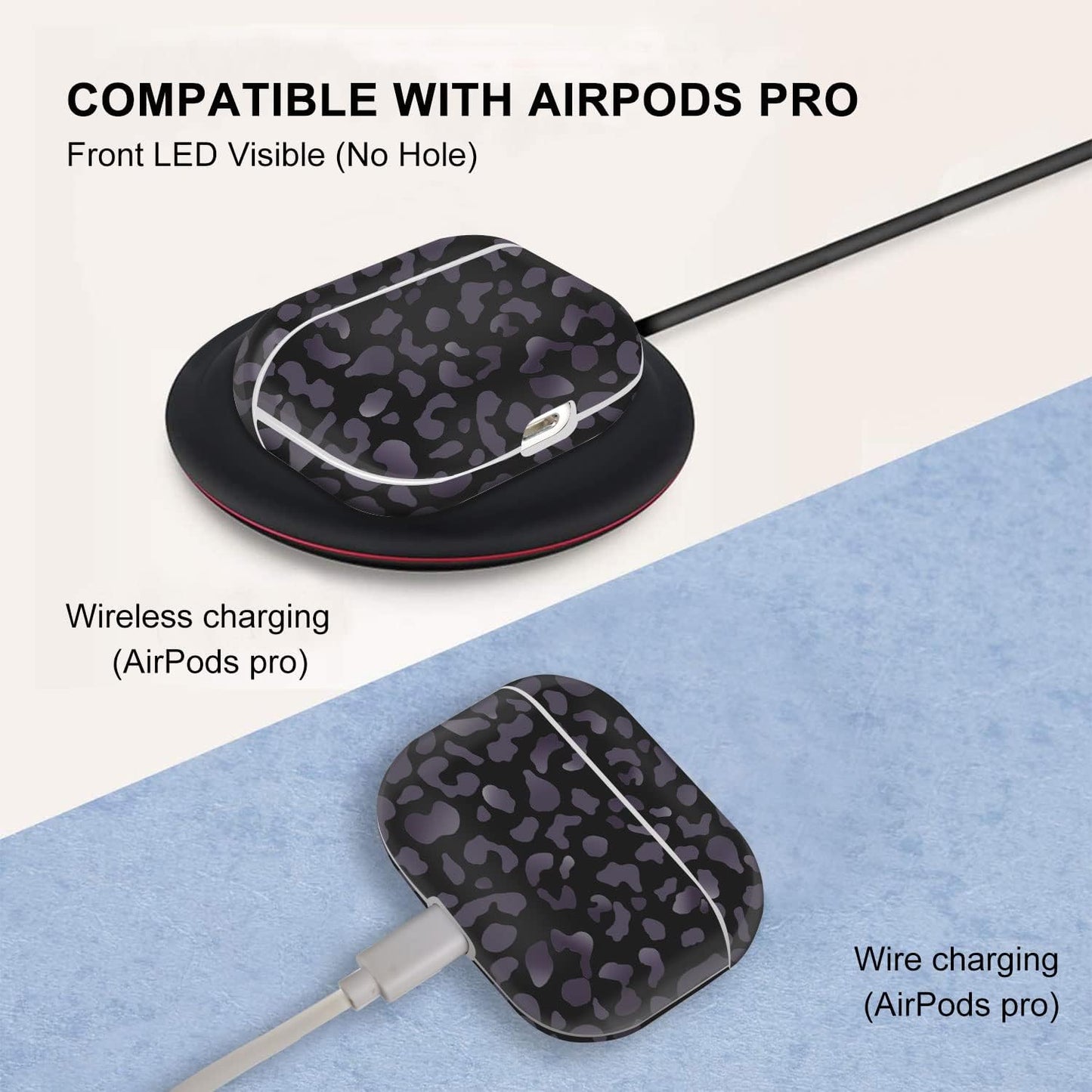 Lapac Airpods Pro Case Cheetah Leopard Airpod Pro Case Black Leopard Purple Cheetah Cute Airpod Pro Hard Case Cover with Keychain Accessories Protective for Wireless Airpods Pro Charging  Lapac   