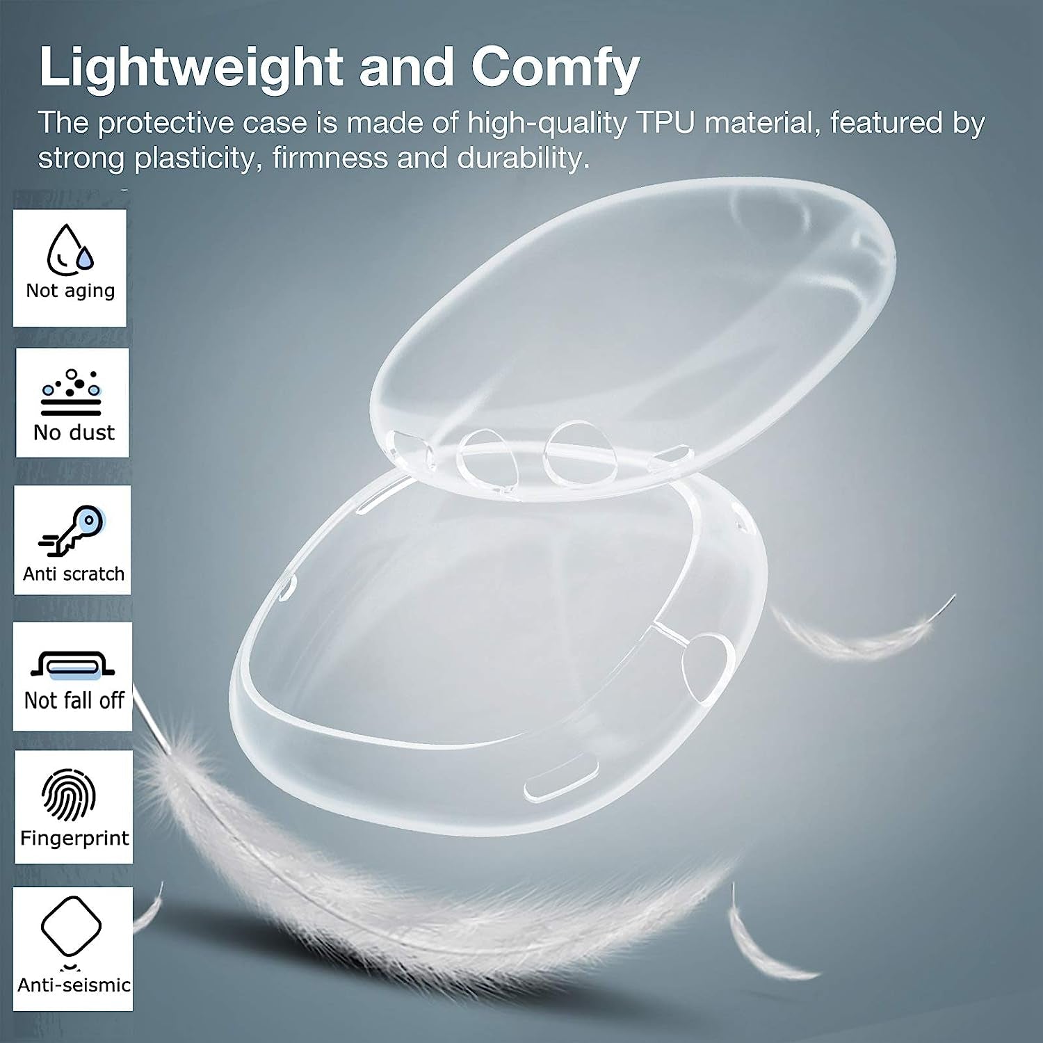 Tomcrazy Skin Compatible with Airpods Max Case , Soft Full Protective Cover for Airpods Max Headphones Earpads (Crystal Clear Transparent)  Ruidou Technology Co Ltd   