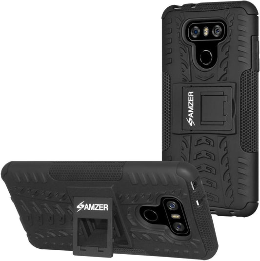 AMZER Slim Protective Shockproof Hybrid Warrior Dual Layer Case Skin for LG G6 - Black  Amzer   