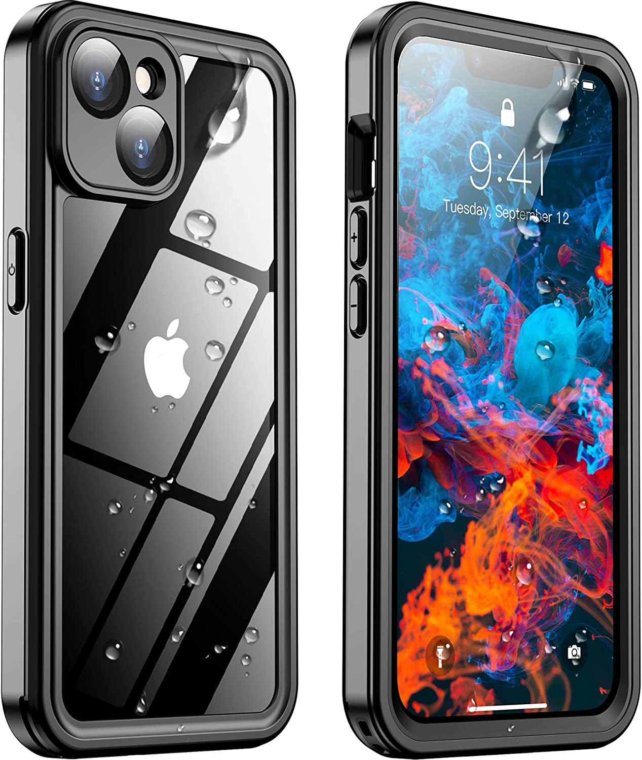 Temdan for Iphone 14 Case Waterproof,Built-In 9H Tempered Glass Screen Protector [IP68 Underwater][14Ft Military Dropproof][Dustproof][Real 360] Full Body Shockproof Protective Case-Blue-Clear  Temdan Black iPhone 14 Plus 6.7 