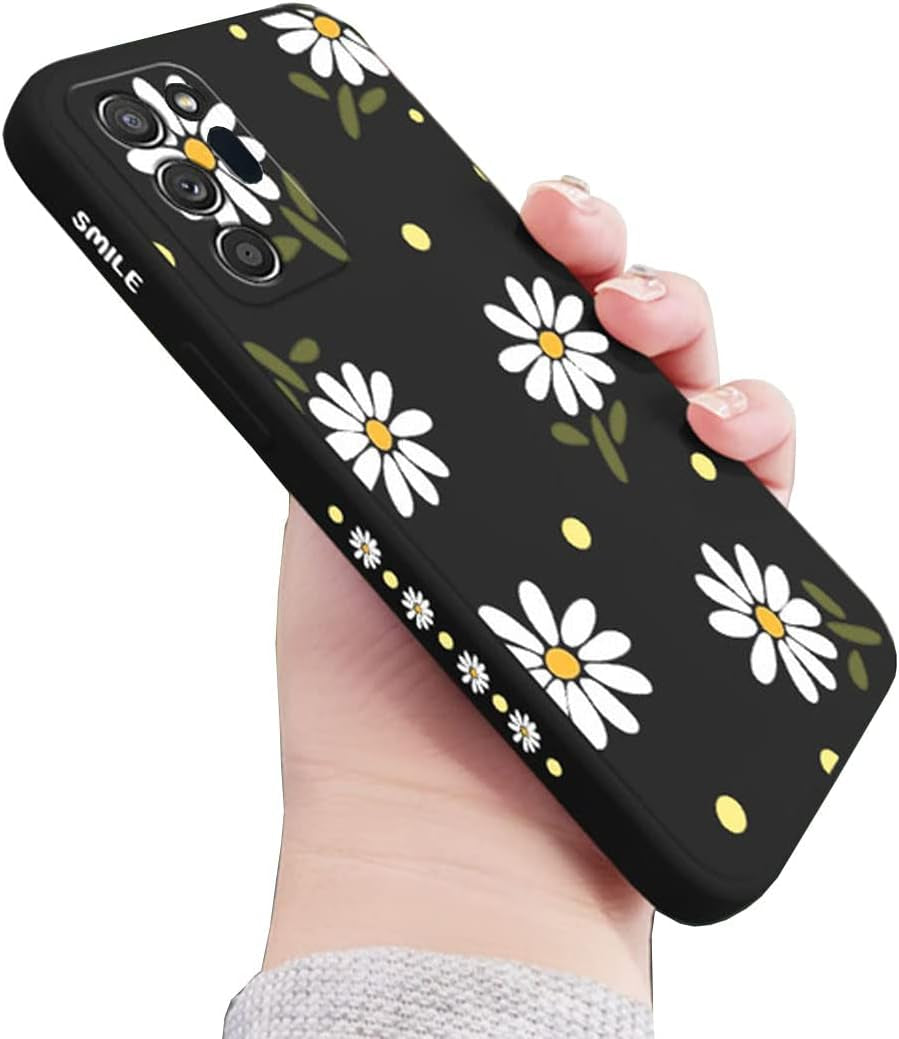 Sunswim for Galaxy Note 20 Ultra Case Cute Daisy Pattern Full Camera Lens Protection Shockproof TPU Bumper Liquid Silicone Protective Cover Phone Cases for Samsung Galaxy Note 20 Ultra 5G 6.9"-Black  Sunswim   