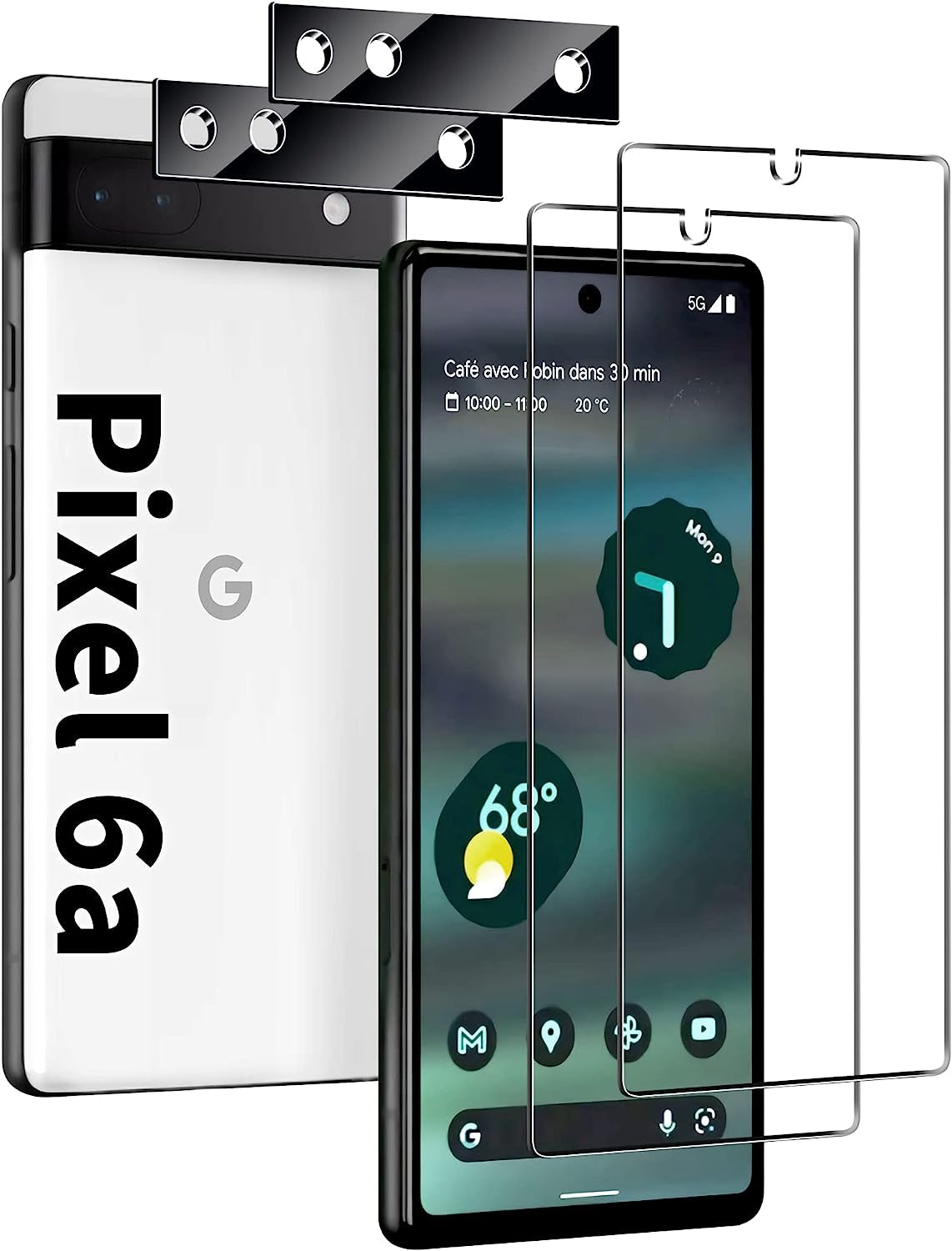 Corefyco Direct [2+2 Pack for Google Pixel 7 Pro Screen Protector 6.7 Inch and Camera Lens Protector, 9H Tempered Glass, HD Clear, Scratch Resistance, 3D Curved  Corefyco Direct pixel6a  