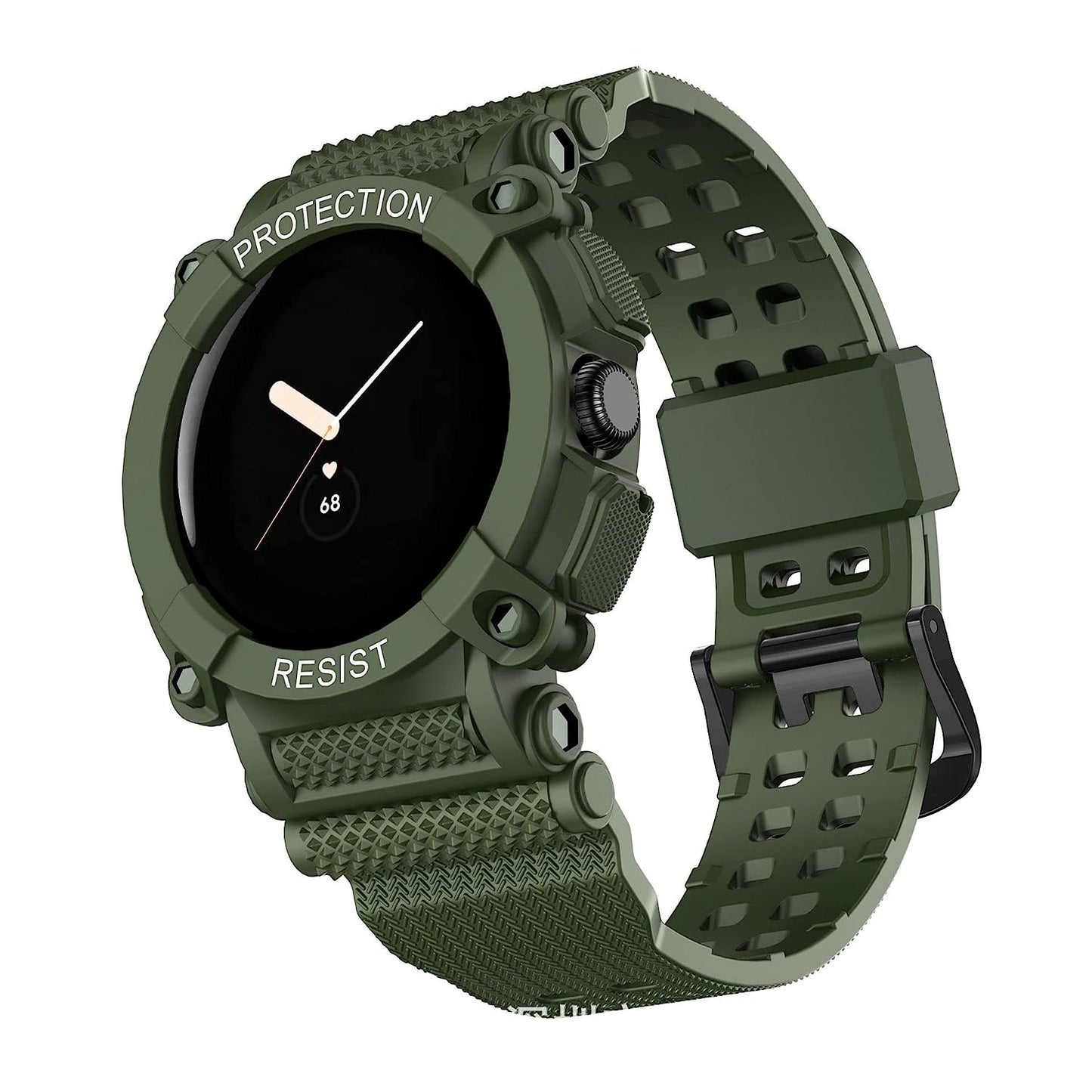 Pixel Watch Band Google Pixel Watch Band Silicone Watch Band Strap Shockproof Replacement Band One-Piece Strap for All-Round Protection Breathable Light Weight (Black)  BODYMART Green  