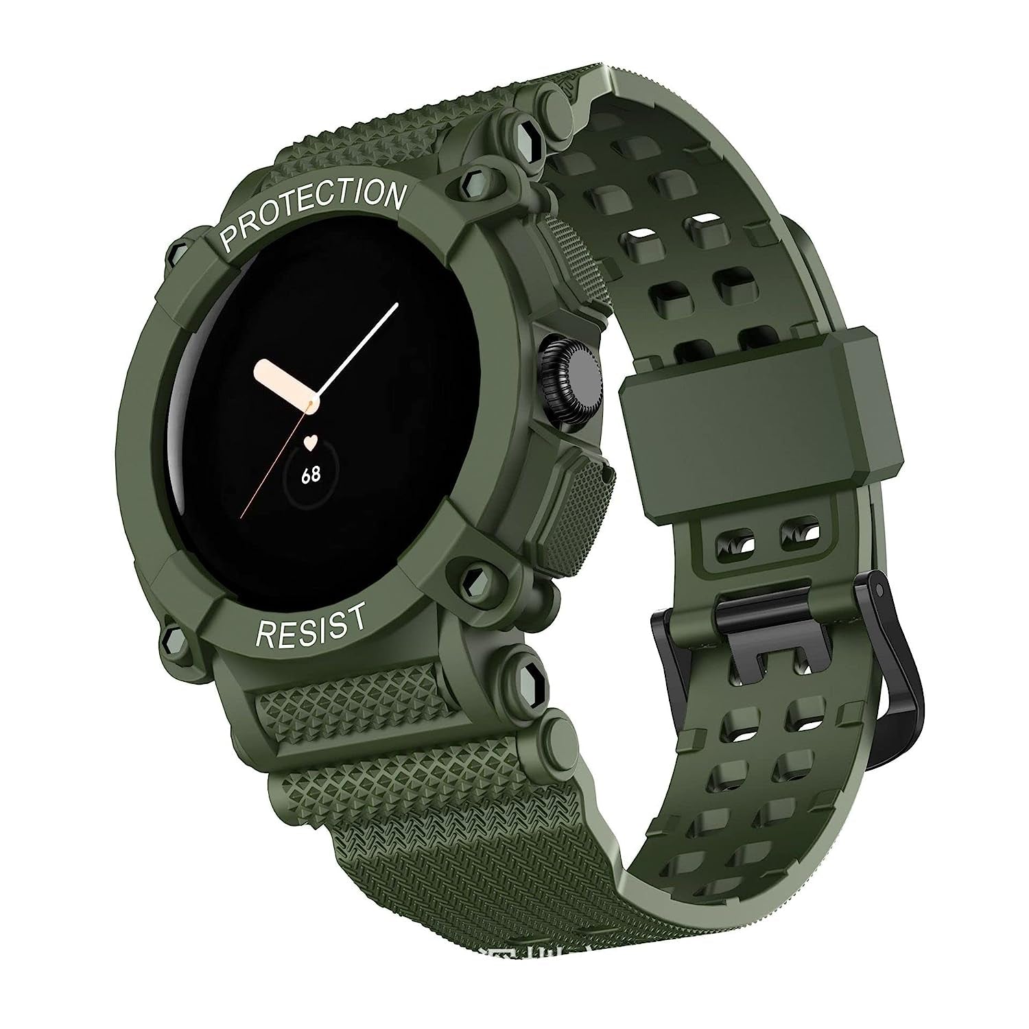 Pixel Watch Band Google Pixel Watch Band Silicone Watch Band Strap Shockproof Replacement Band One-Piece Strap for All-Round Protection Breathable Light Weight (Black)  BODYMART Green  