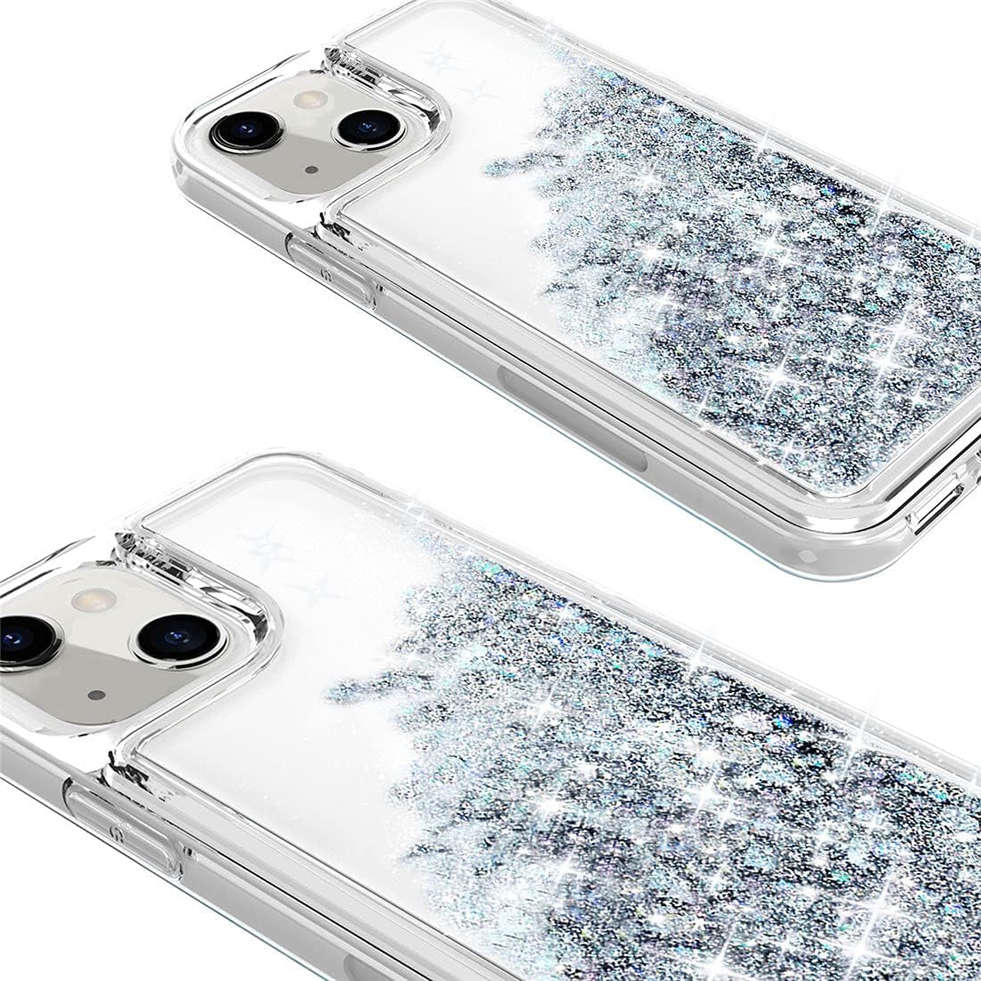 WORLDMOM Compatible with Iphone 13 Mini Case,Clear Bling Flowing Liquid Floating Sparkle Colorful Glitter Waterfall TPU Protective Phone Case Compatible with Iphone 13 Mini [5.4 Inch 2021], Silver  WORLDMOM   