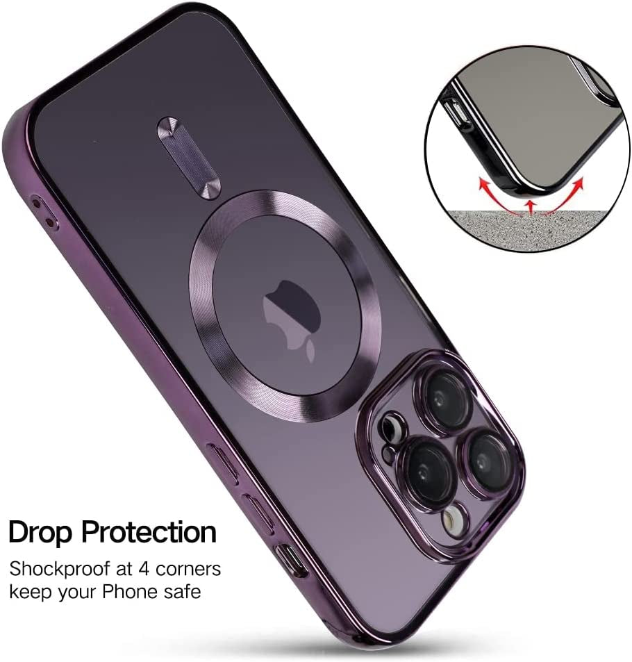 OOK Compatible Iphone 14 Pro Max Case with Camera Lens Protector (Compatible with Magsafe) Magnetic Anti-Scratch Shockproof Protective Iphone 14 Pro Max (6.7 Inch) Case for Women Men - Purple  OOK   