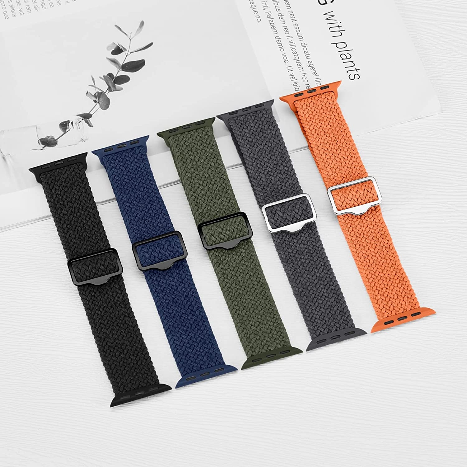 5-Pack Braided Solo Loop Compatible with Apple Watch Band 38Mm 40Mm 41Mm 42Mm 44Mm 45Mm 49Mm Women Men, Adjustable Stretchy Elastic Straps Wristbands for Iwatch Series Ultra SE 8 7 6 5 4 3 2 1  Viccoky   