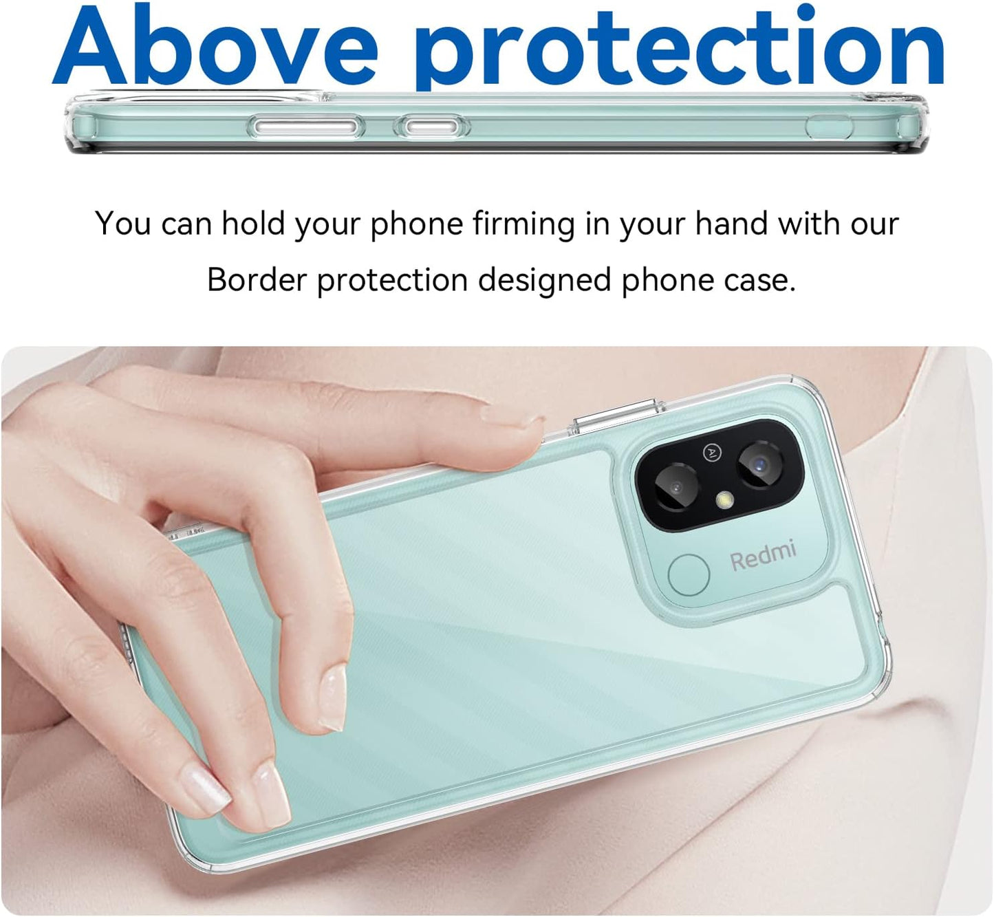 DFTCVBN Phone Case for Redmi 12C Case, Poco C55/Redmi 11A 22120RN86G Case with HD Screen Protector, Soft Bumper with Clear Crystal PC Hard Back Shockproof Cover Cases for Xiaomi Redmi 12C Clear  DFTCVBN   