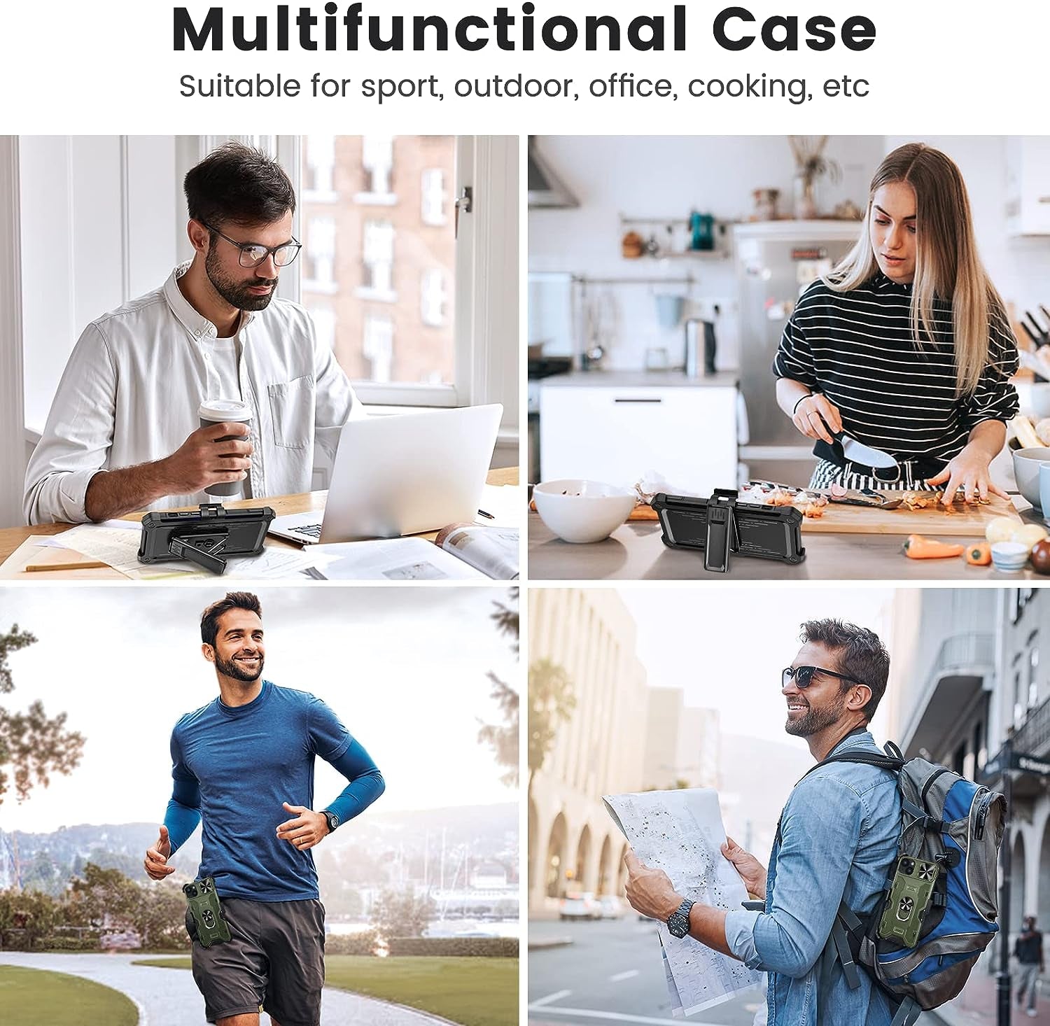 Caka for Iphone 14 plus Case with Belt-Clip Holster, Case for Iphone 14 plus with Slide Protective Camera Cover Built-In 360° Rotate Stand, Iphone 14 plus Phone Case 6.7 Inch -Green  Caka   