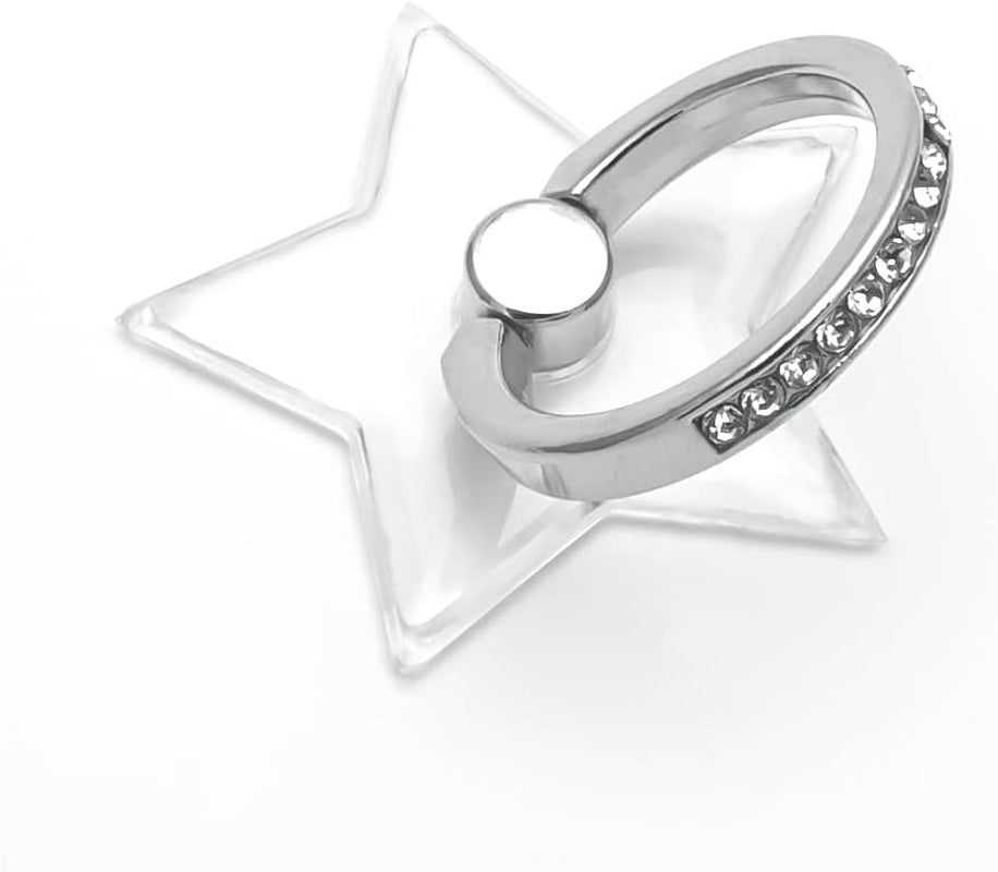 WOGROO Cell Phone Ring Holder Stand Compatible All Mobile Phones or Phone Cases, Transparent Phone Ring Holder Finger Kickstand 360°Degree Rotation Clear Phone Ring Grip, Bear  WOGROO Silver-Pentagram  